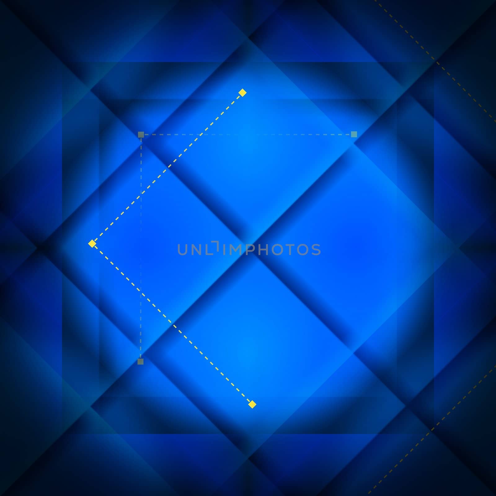 Background with blue large squares and smal yellow