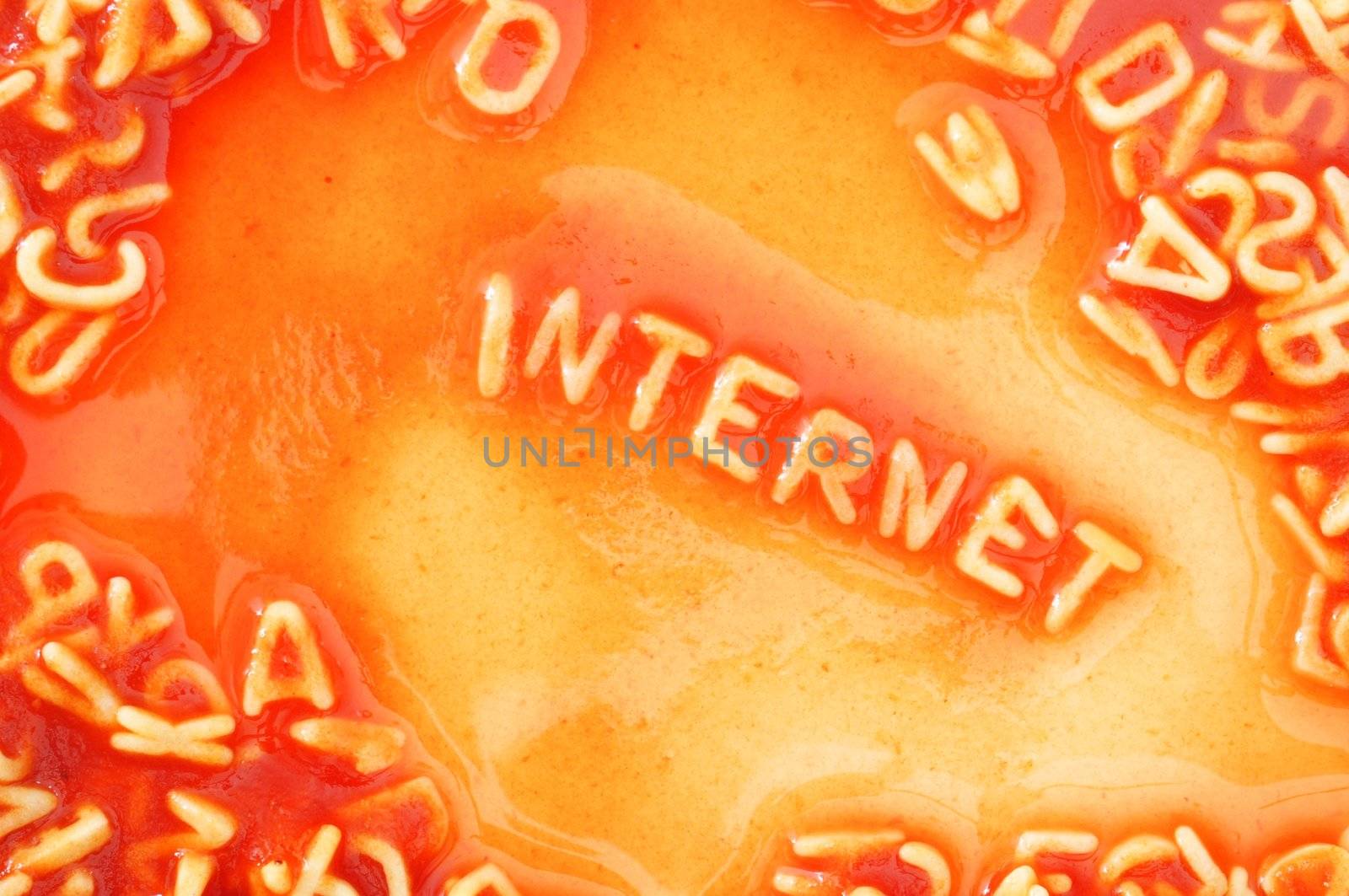 internet web or www concept with red pasta food