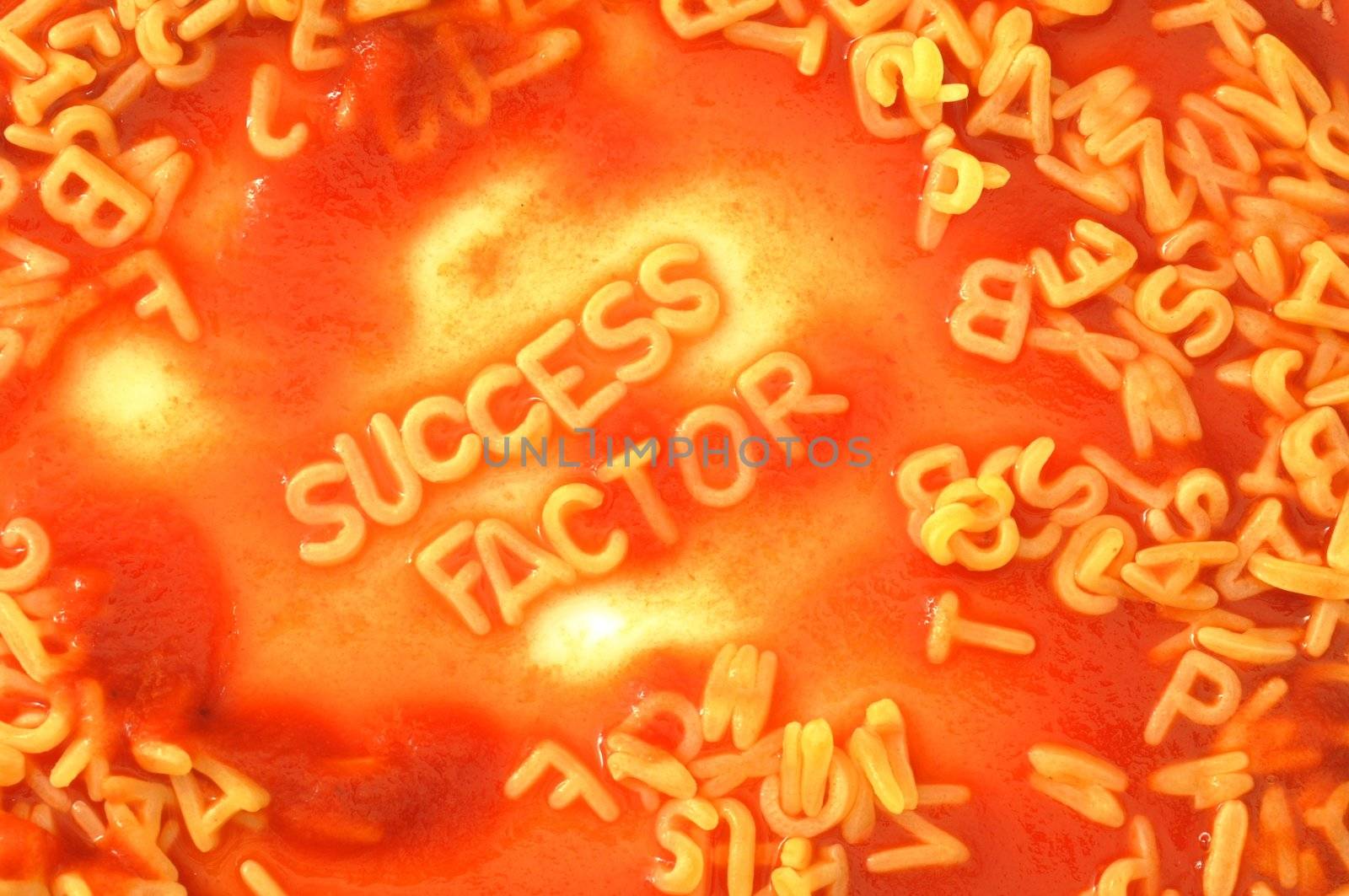 business success shown by food alphabet at lunch