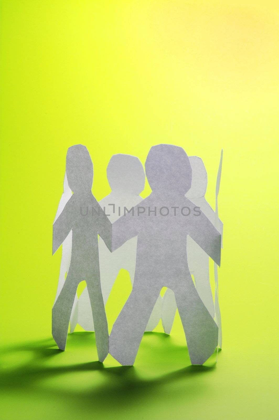 teamwork love help and family concept with paper man