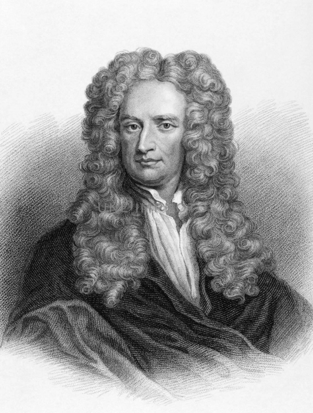 Isaac Newton on engraving from the 1800s. One of the most influential scientists in history.