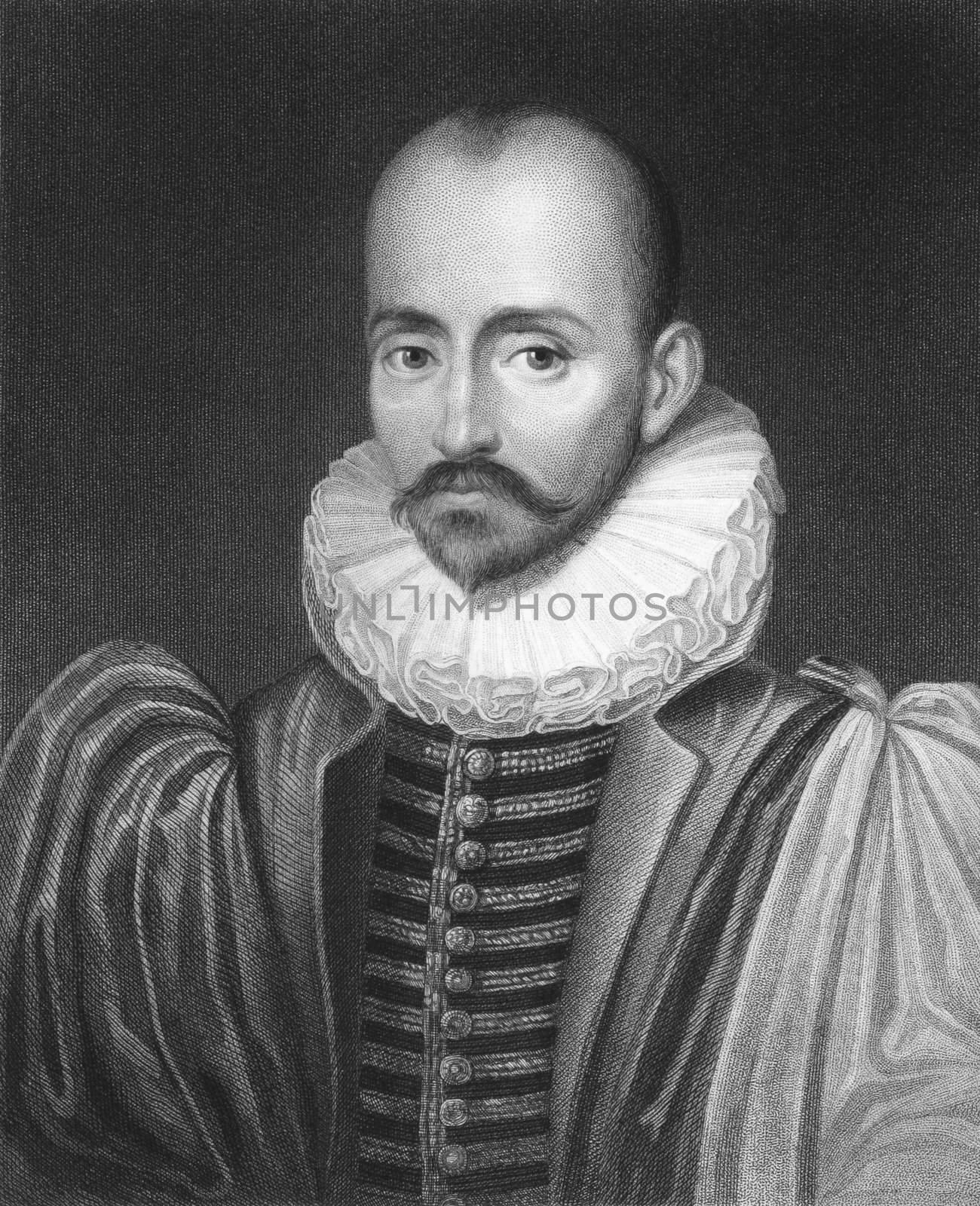 Michel de Montaigne on engraving from the 1850s. One of the most influential writers of the French renaissance.