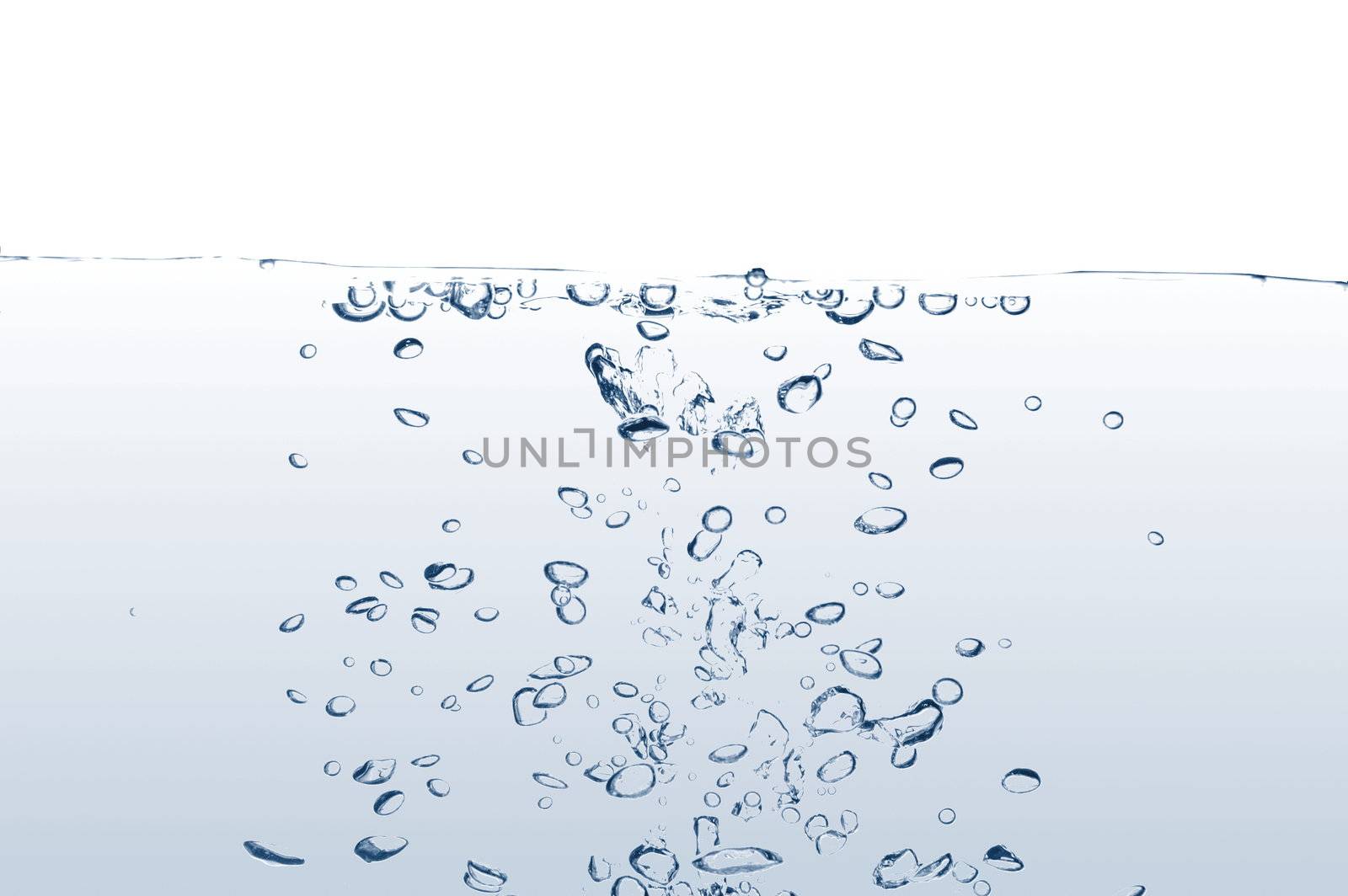 fresh and clean water with gas bubbles background