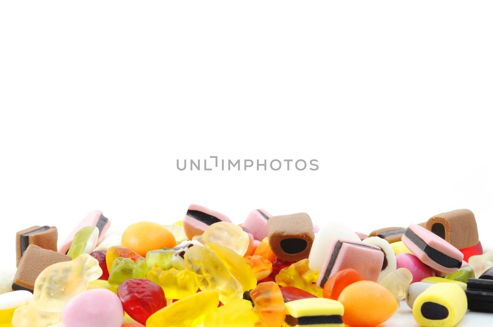 sweets and candy with copyspace for a text message