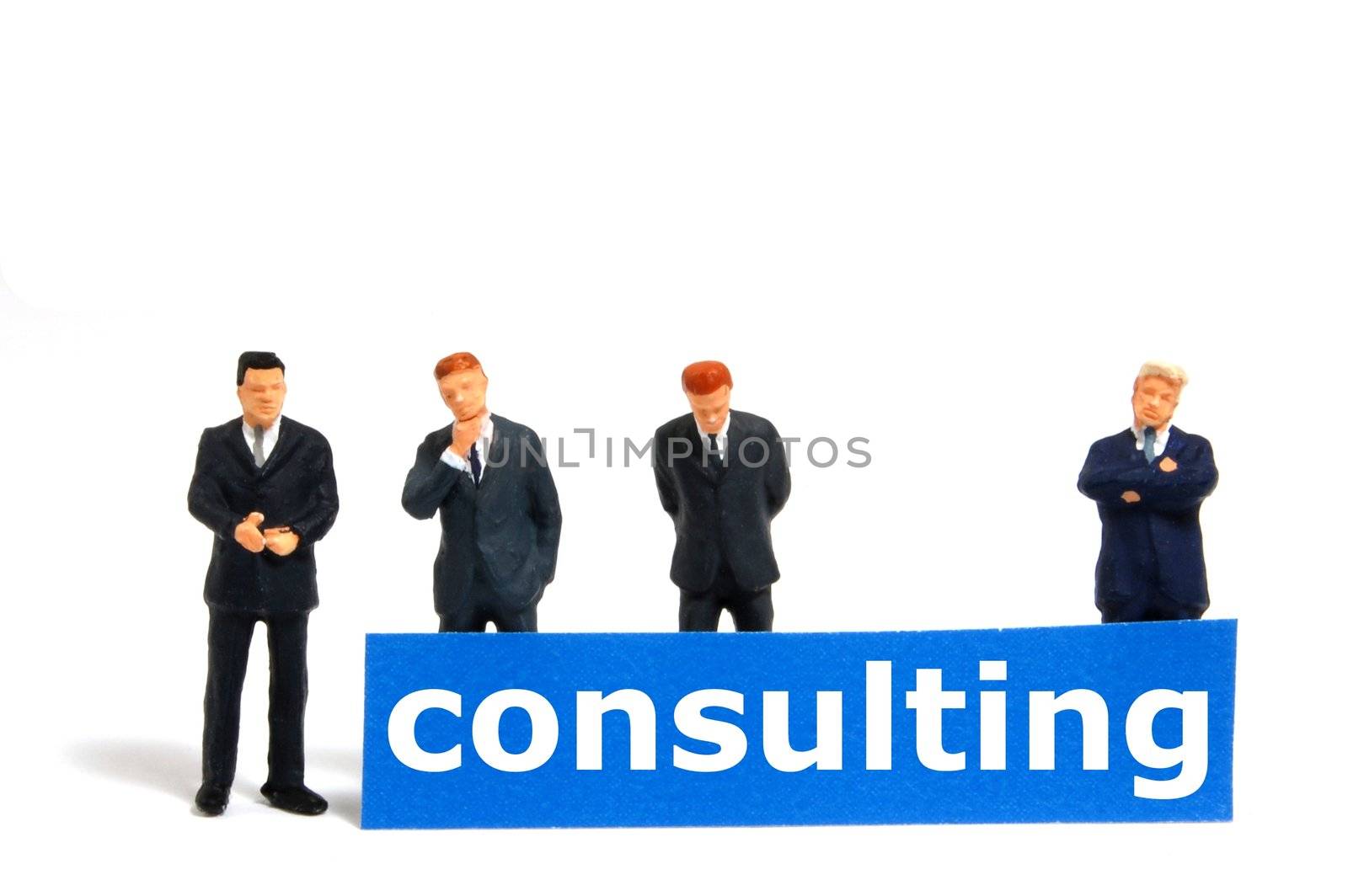 business consulting concept with toy man isolated on white background