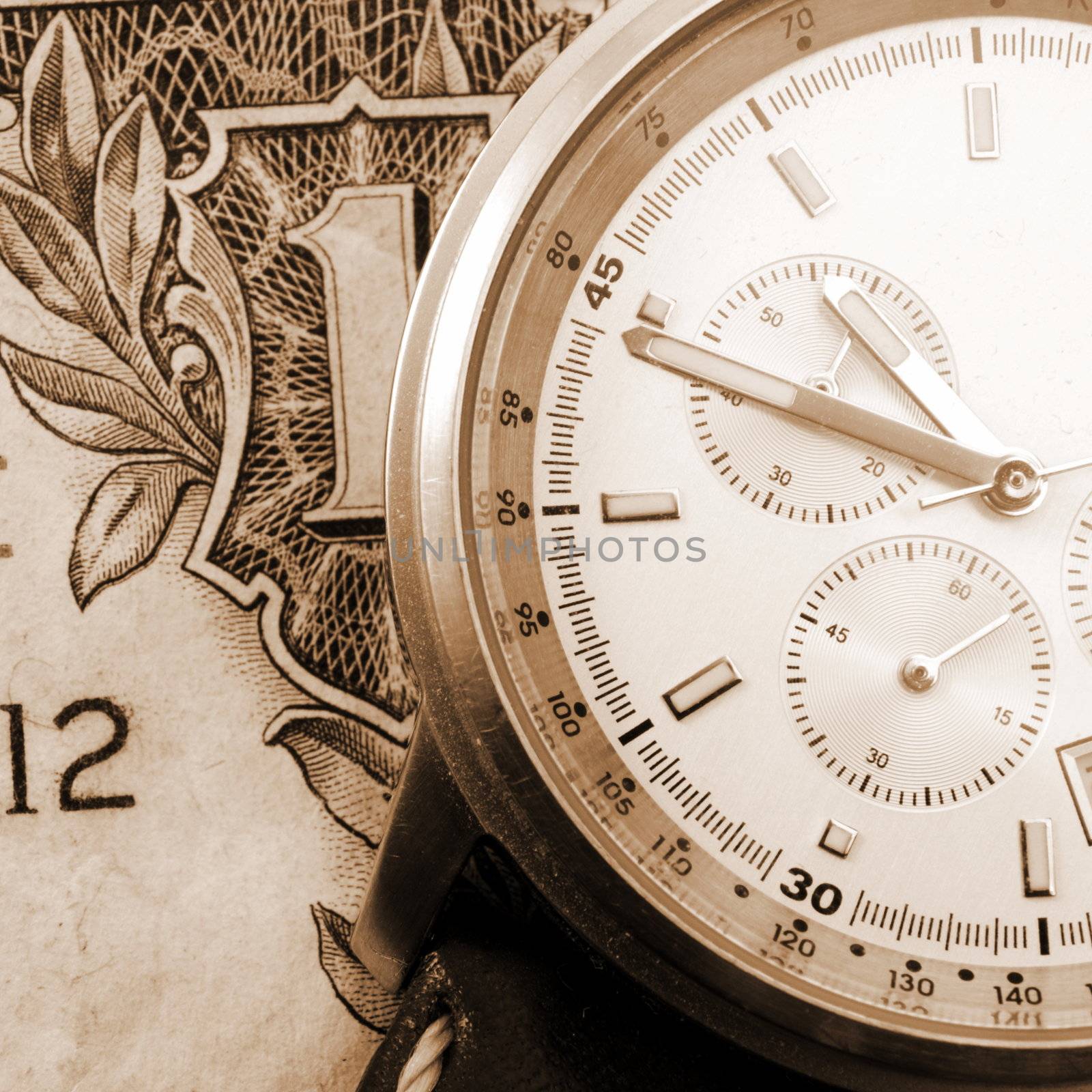 financial time concept with money and watch