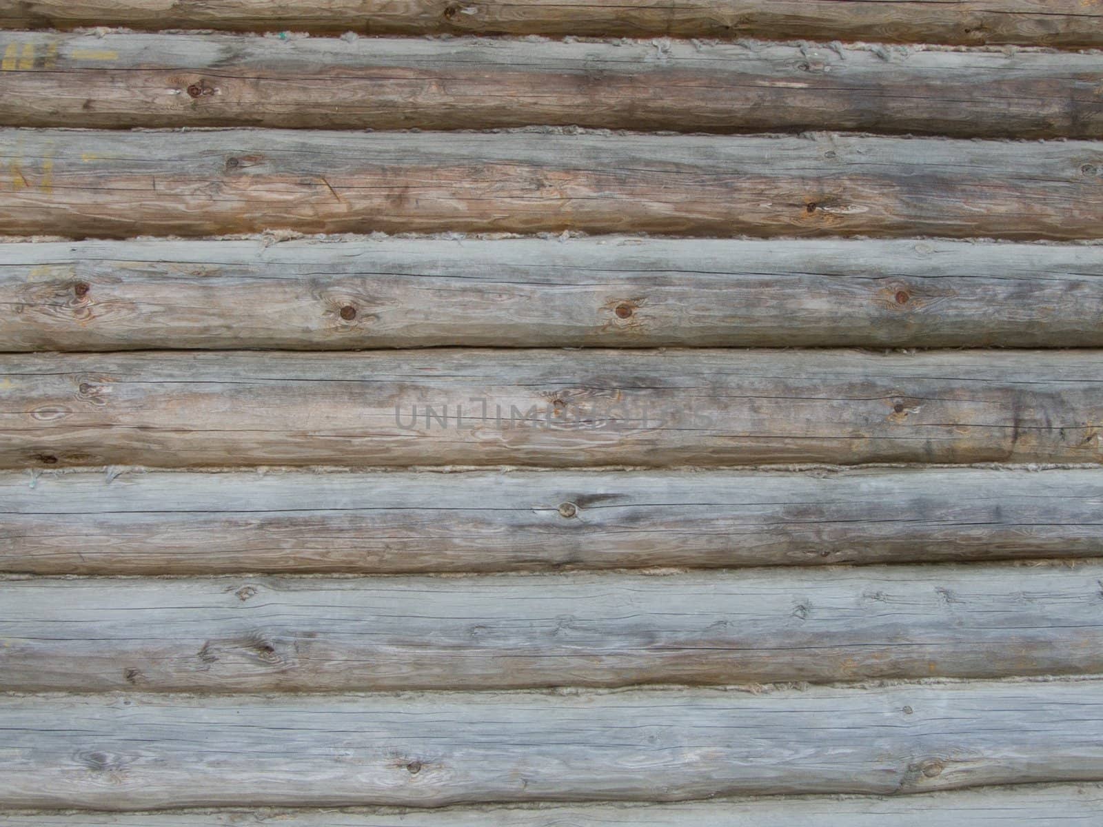 Structure of a wall from wooden logs