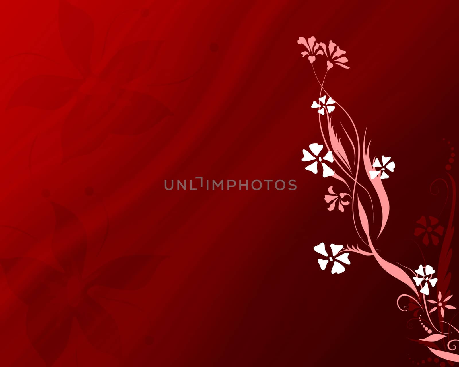 A red background with floral patterns