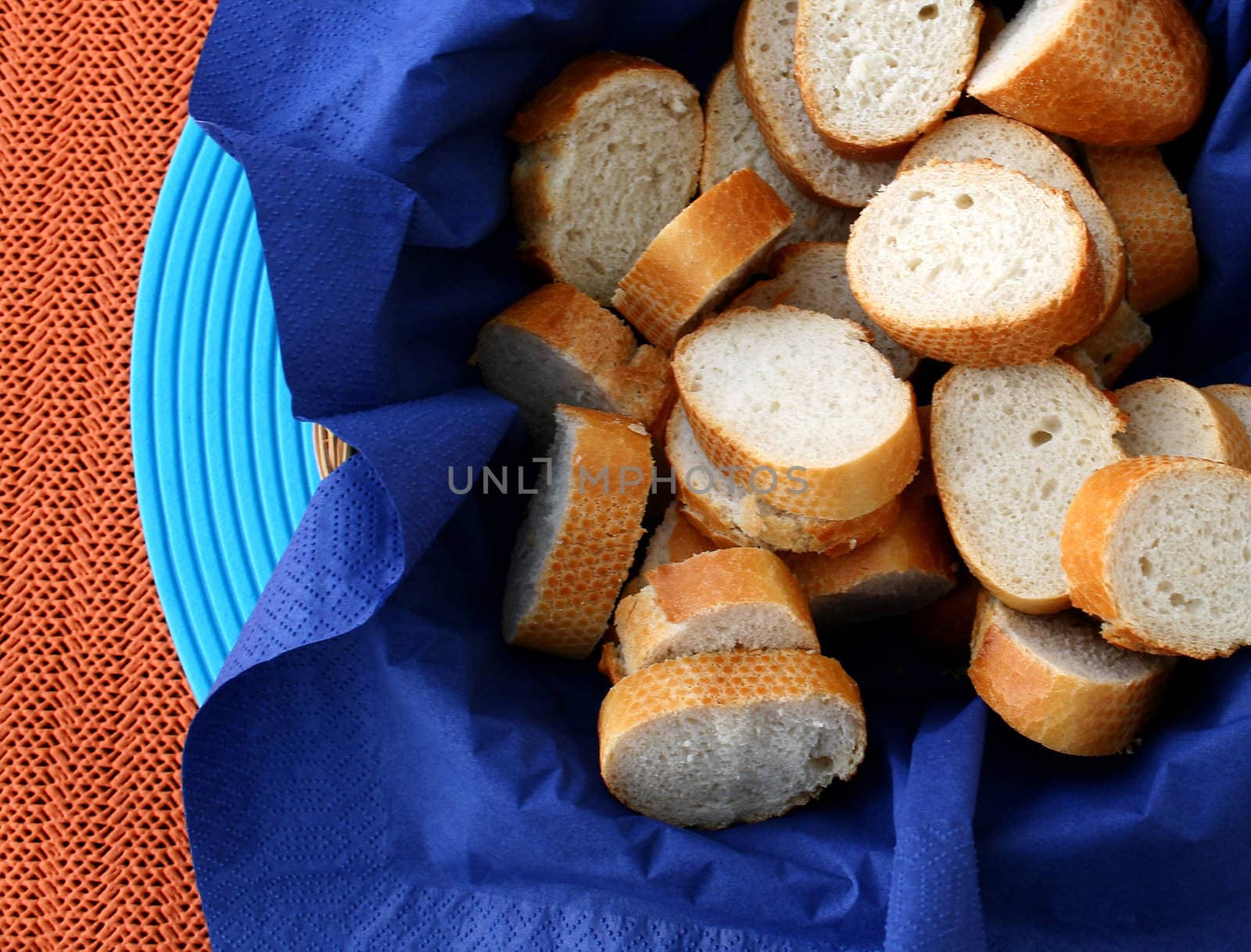 bread slices in a basket