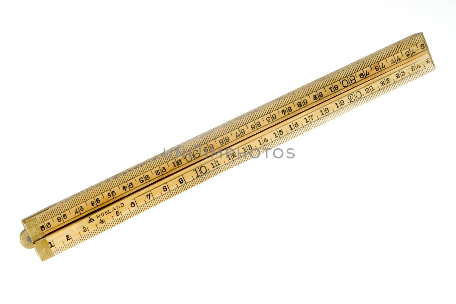 closeup of a ruler on white background
