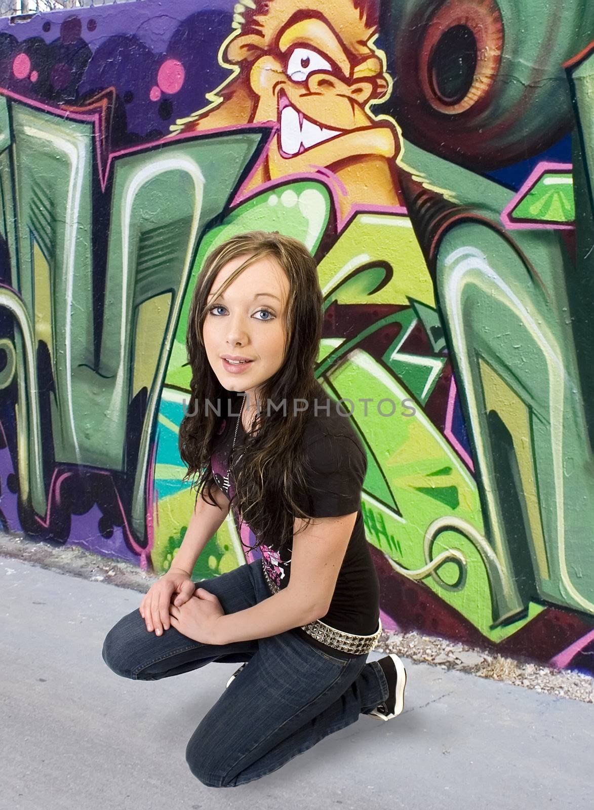 Portrait of a young teenage girl posing