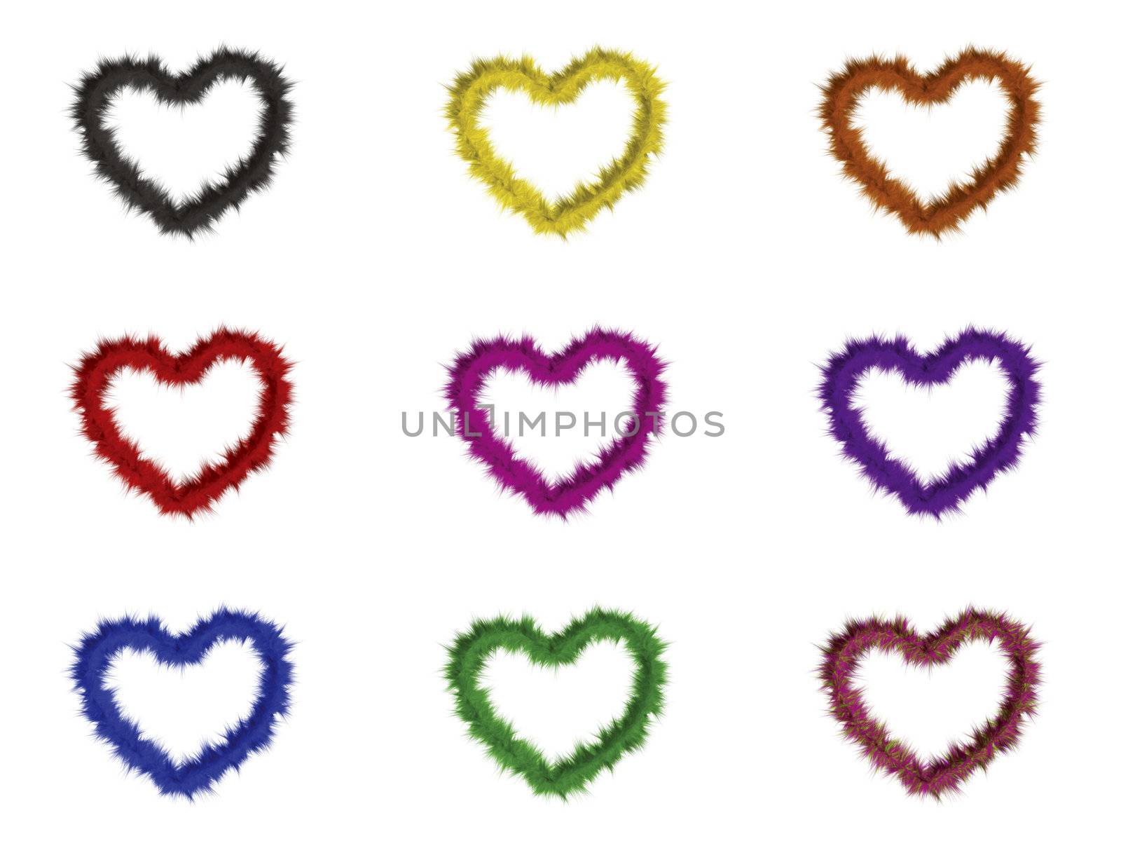 9 hearts with different colors by magraphics