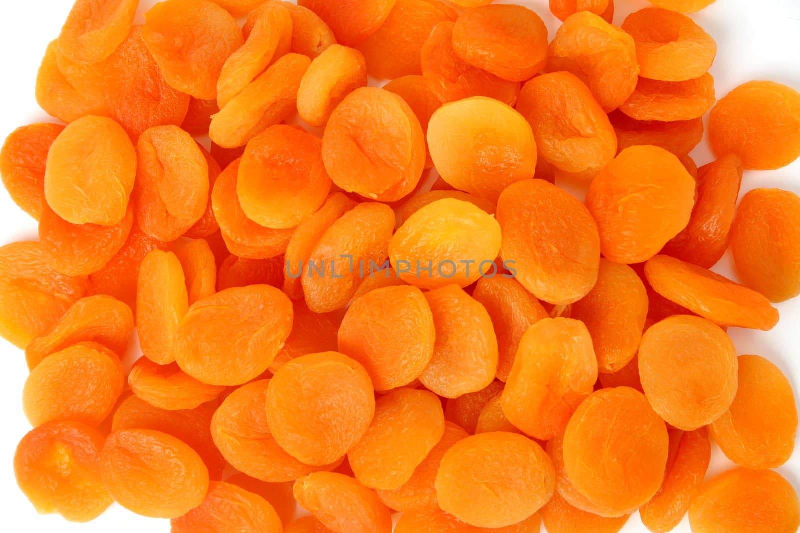 Dried apricots on a white background, (look similar images in my portfolio)