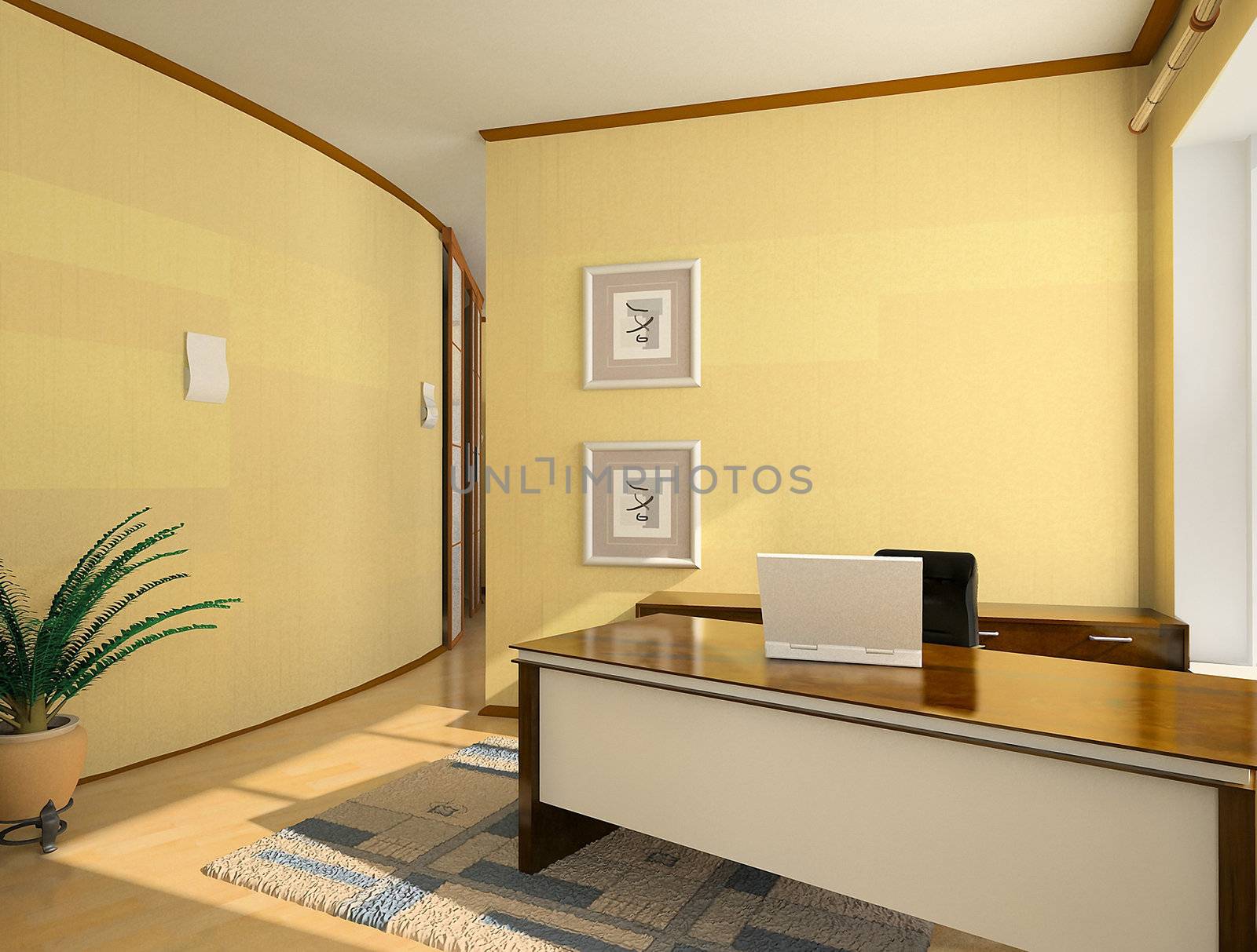 modern interior design of cabinet hotel room