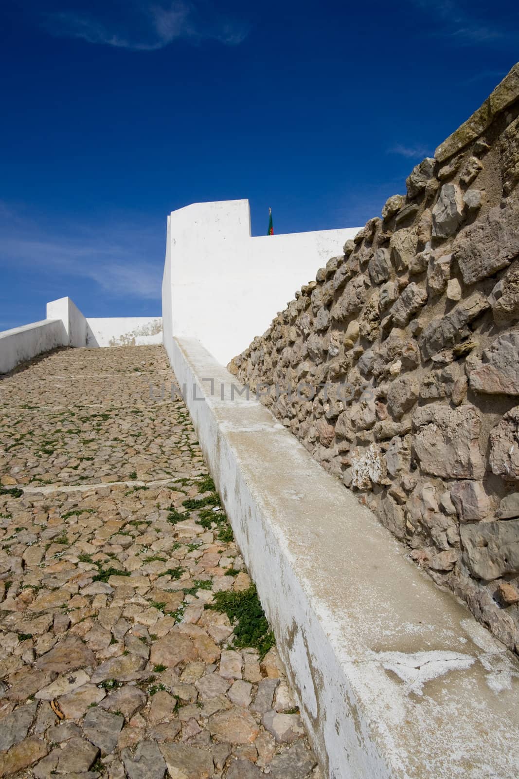 Climbing up the side of the Fortress, just outside of Sagres, Portugal, in the Algarve.
