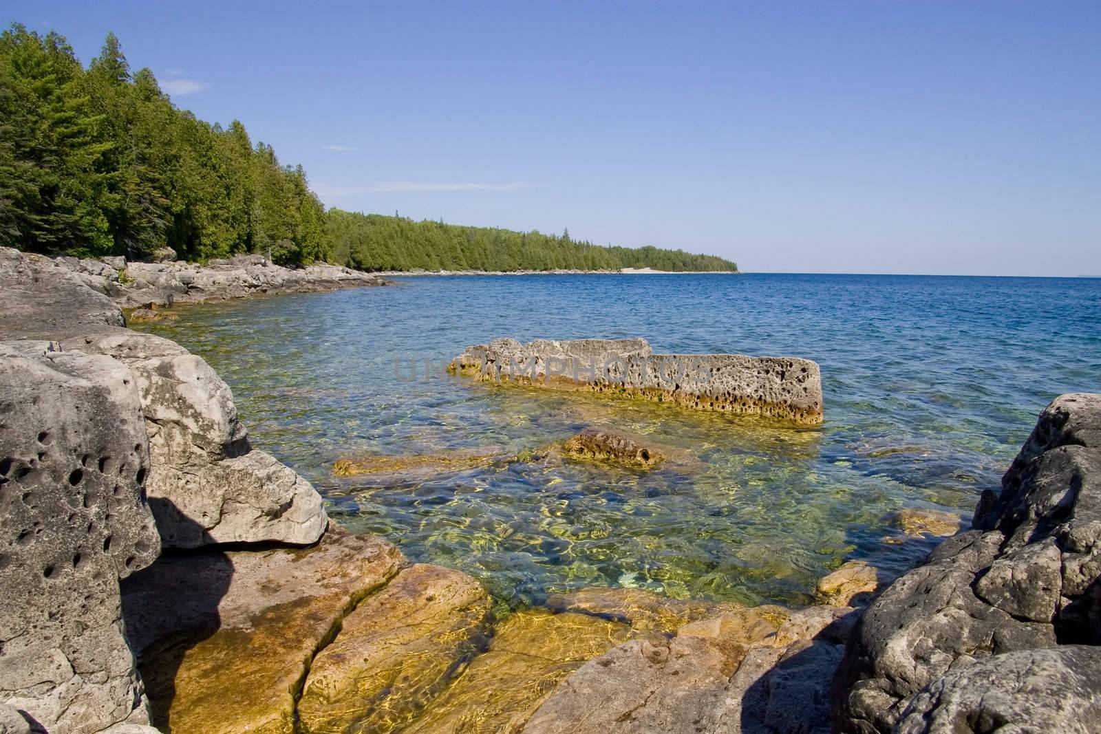 Rocky Cove in Georgian Bay by woodygraphs