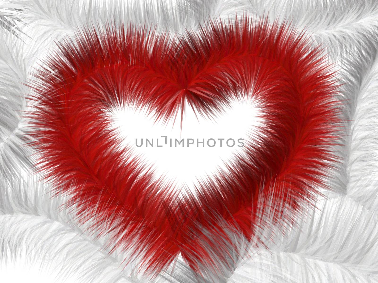 Red fur heart - computer generated image