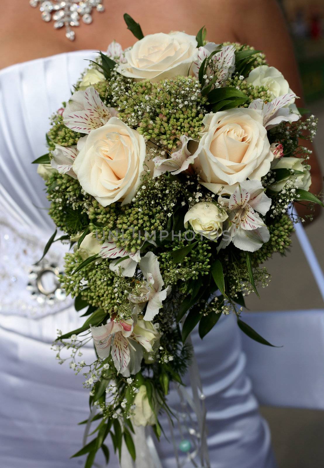 Wedding bouquet from white roses