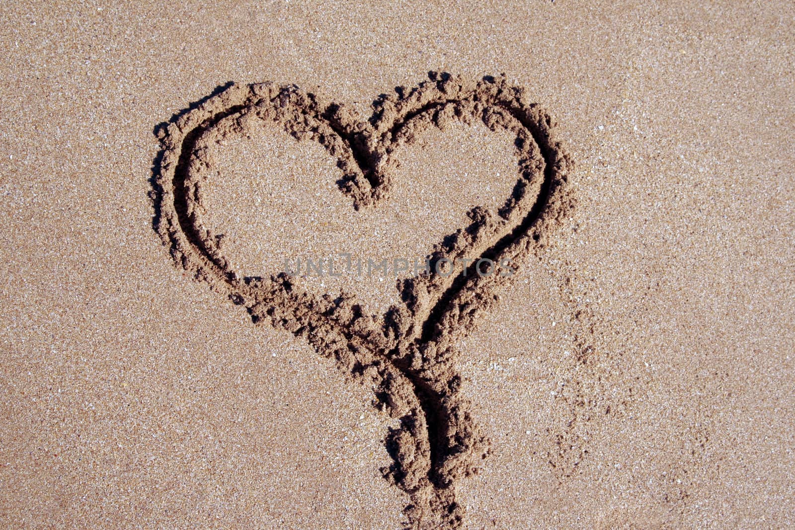 Heart Inscription On A Sand Beach At The Pacific Coast
