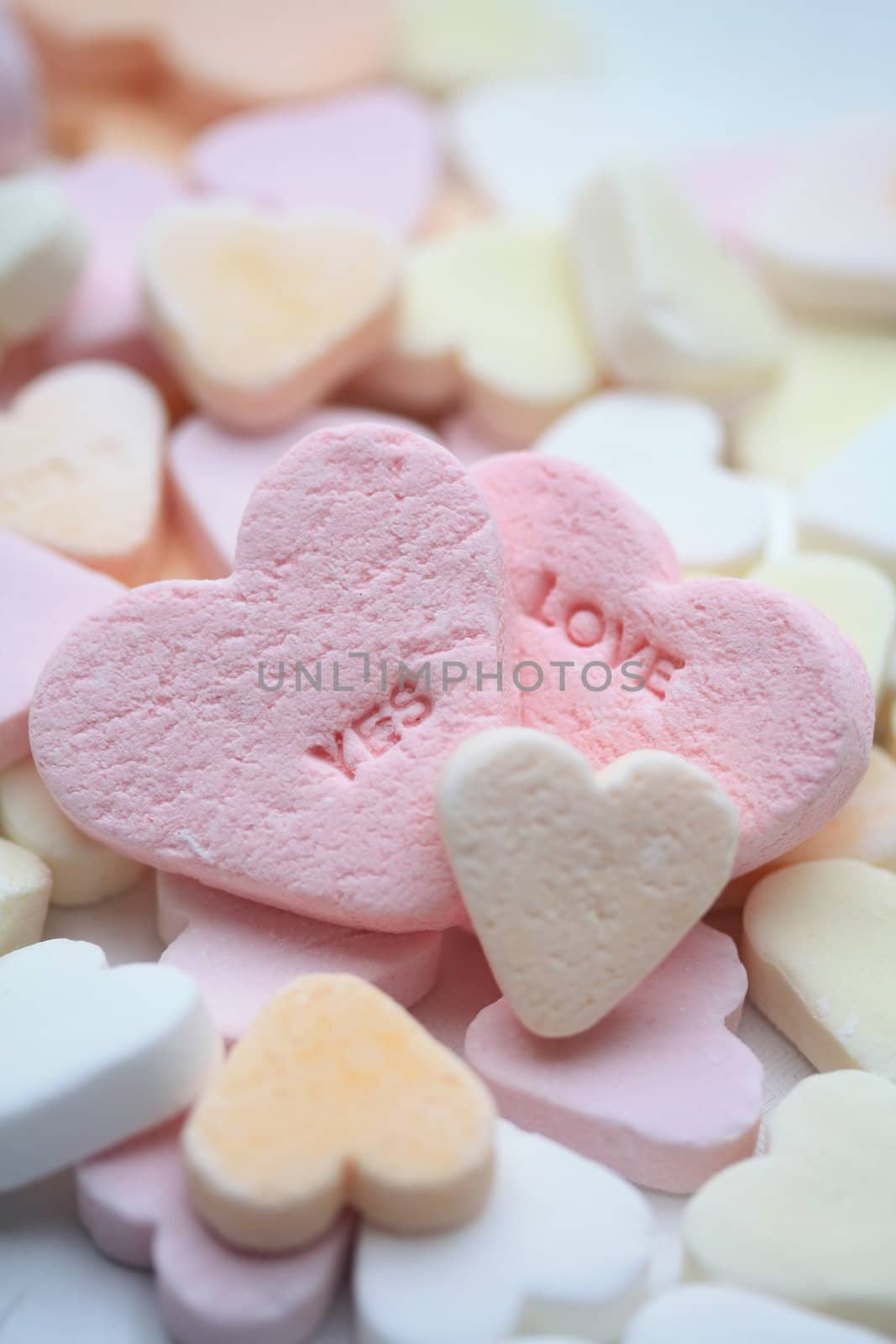 Valentine candy hearts by studioportosabbia