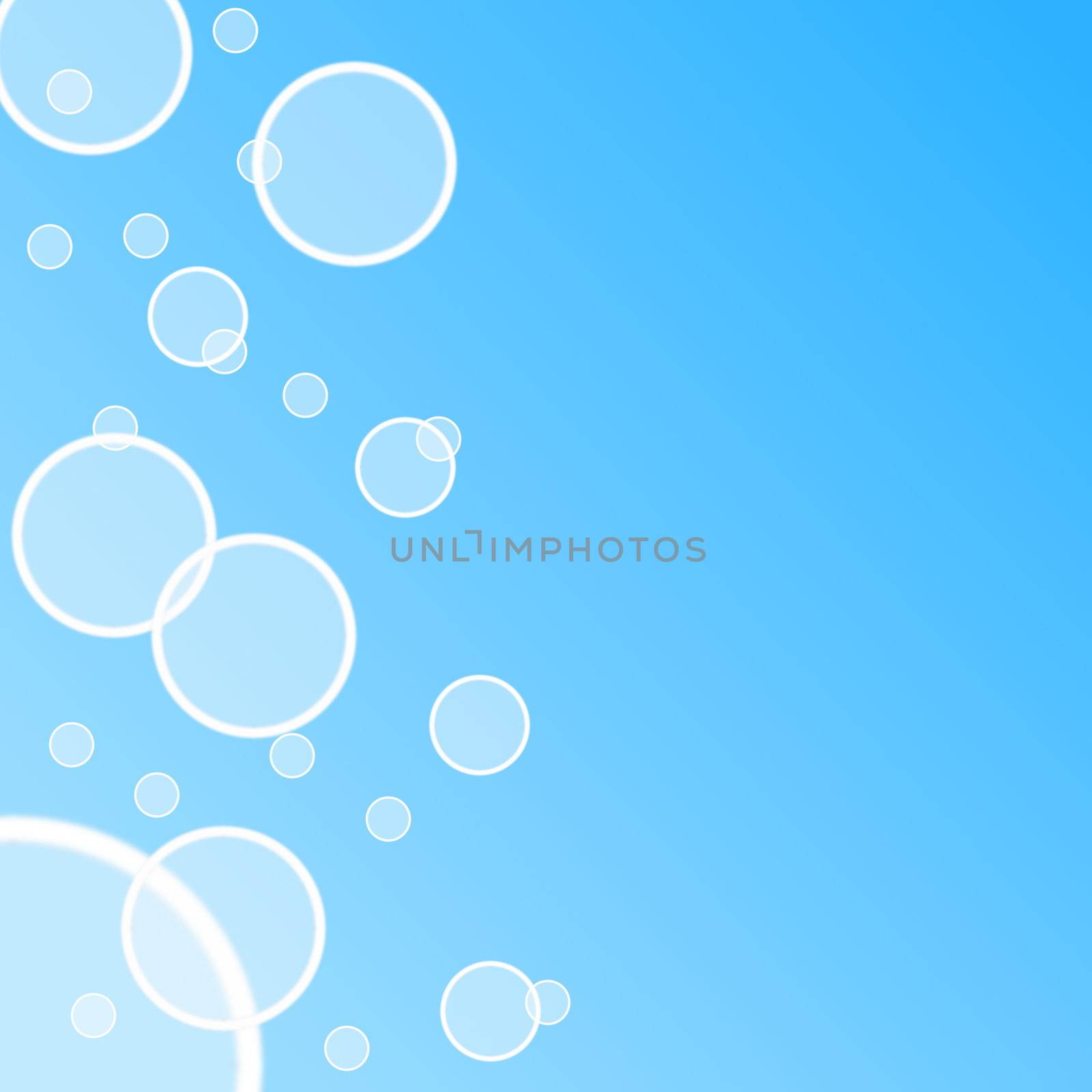 blue water bubble illustration with copyspace or for background