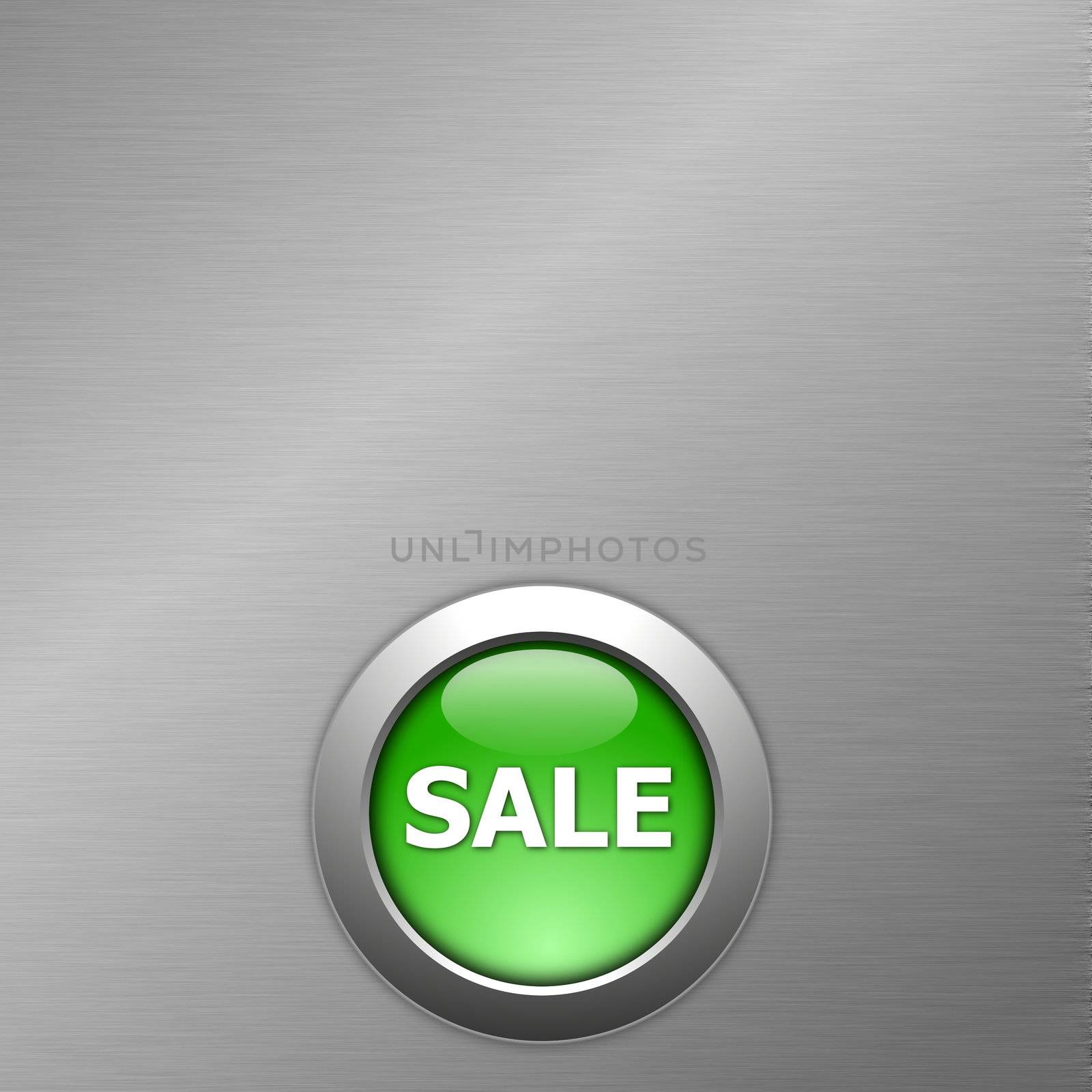 green sale button on a metal background