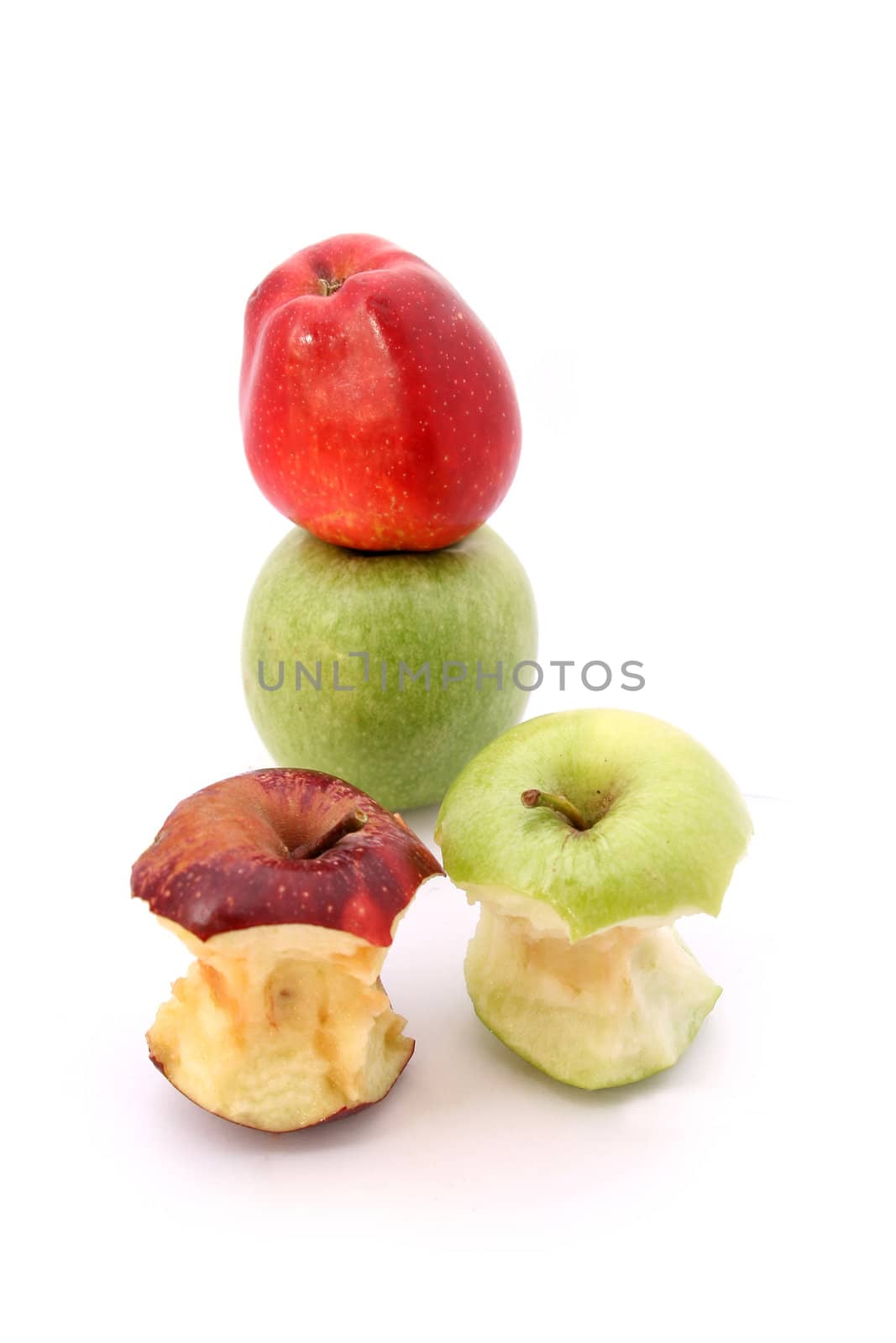 green apples over white background