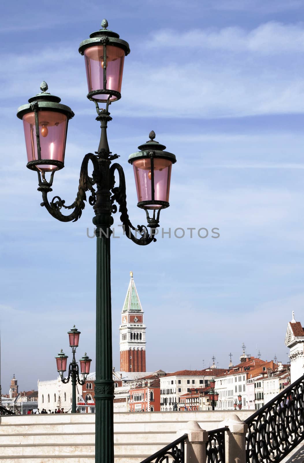Traditional Street Light In Venice In Front Of Old Buildings, Iraly