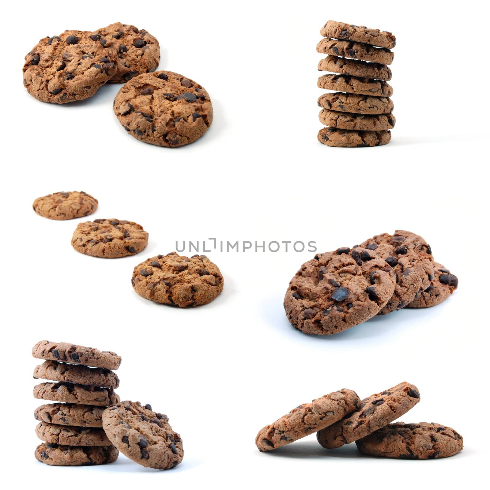 brown cookie or cake collection isolated on white background