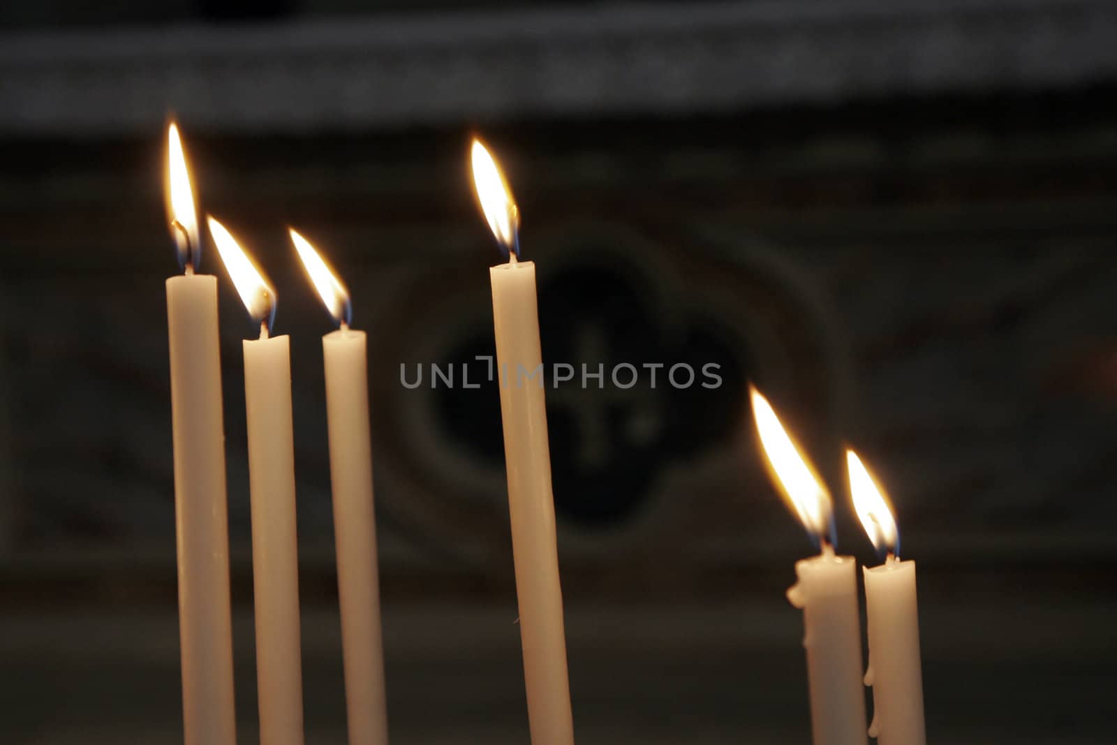 Votive Candles In The Church, Flames Moving