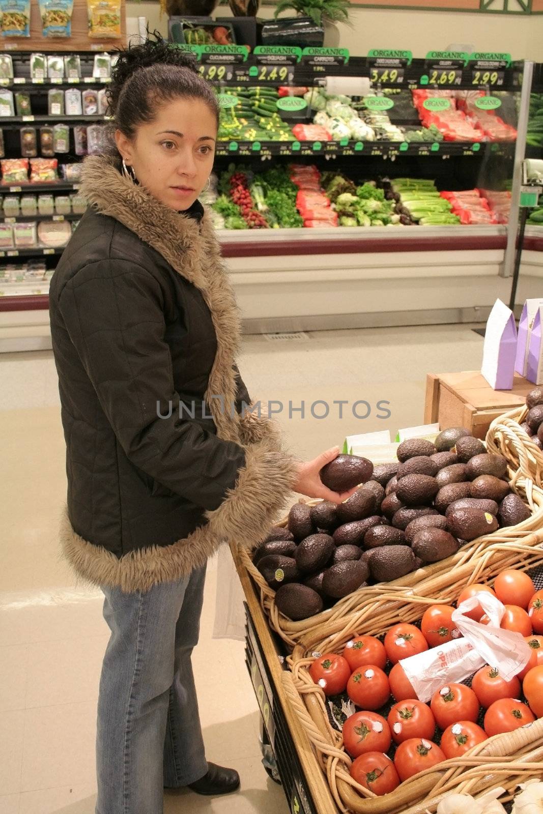 Woman produce shopping in supermarket