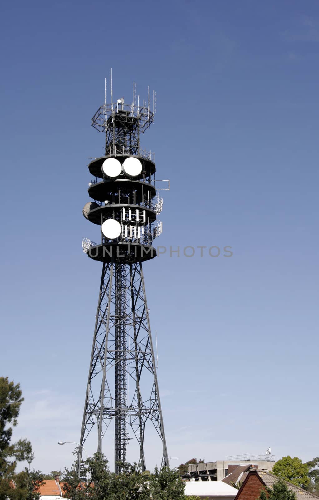 Communication Tower With Satellite Dishes, Sydney, Australia