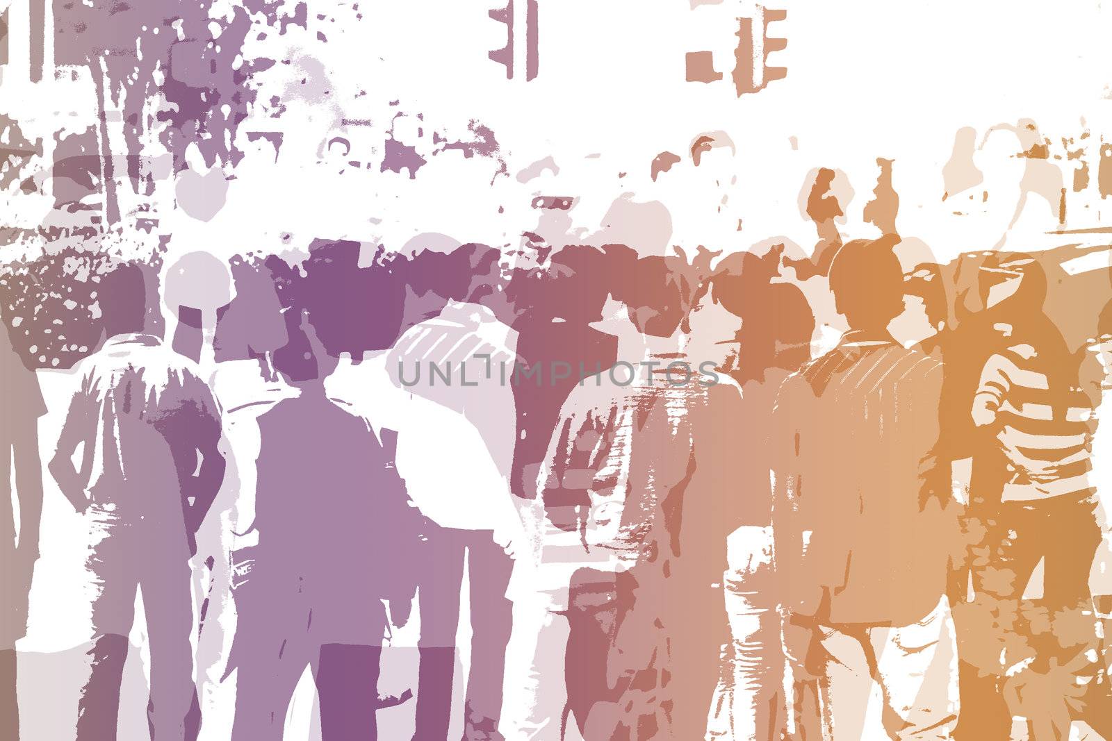 Crowd Abstract Background in Colors and White