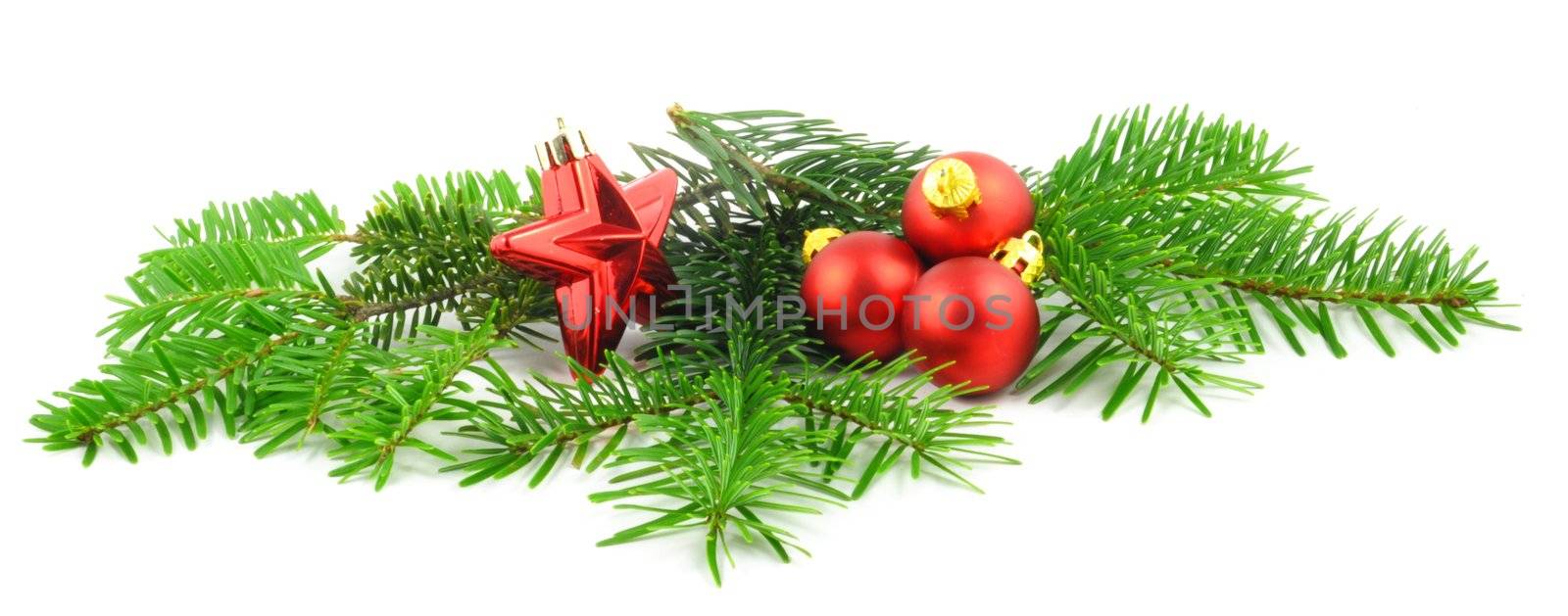 christmas holiday decoration in green and red with copyspace