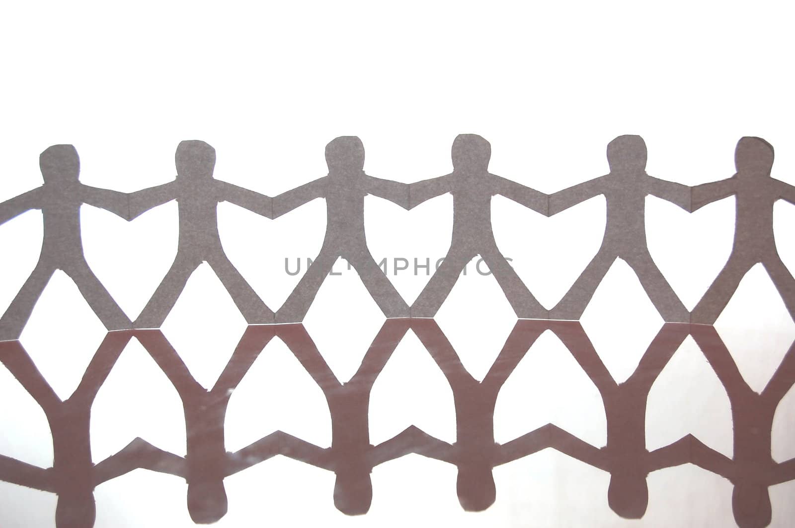 team of paper man showing concept of teamwork