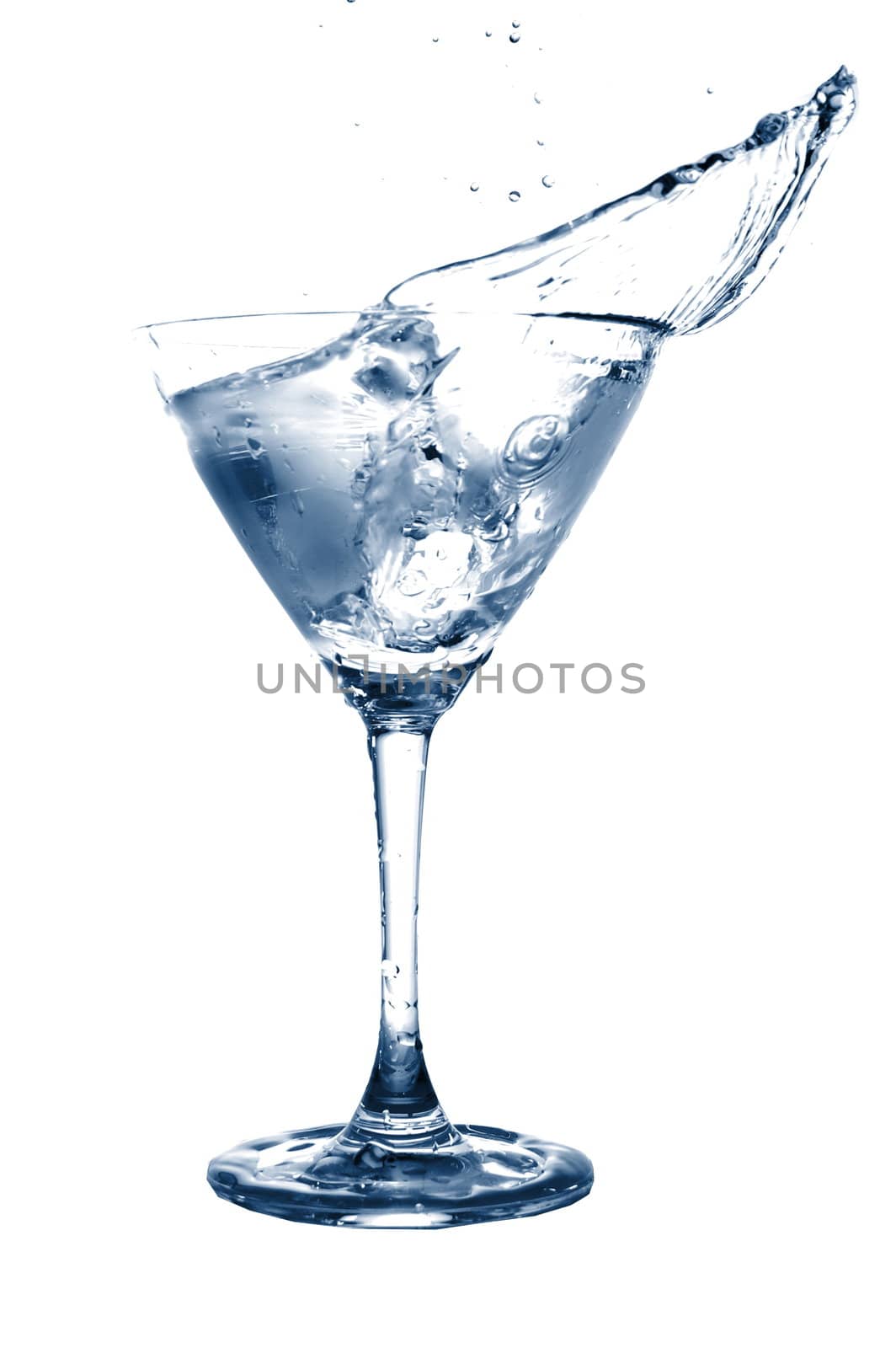 glass of water with splash isolated on white background