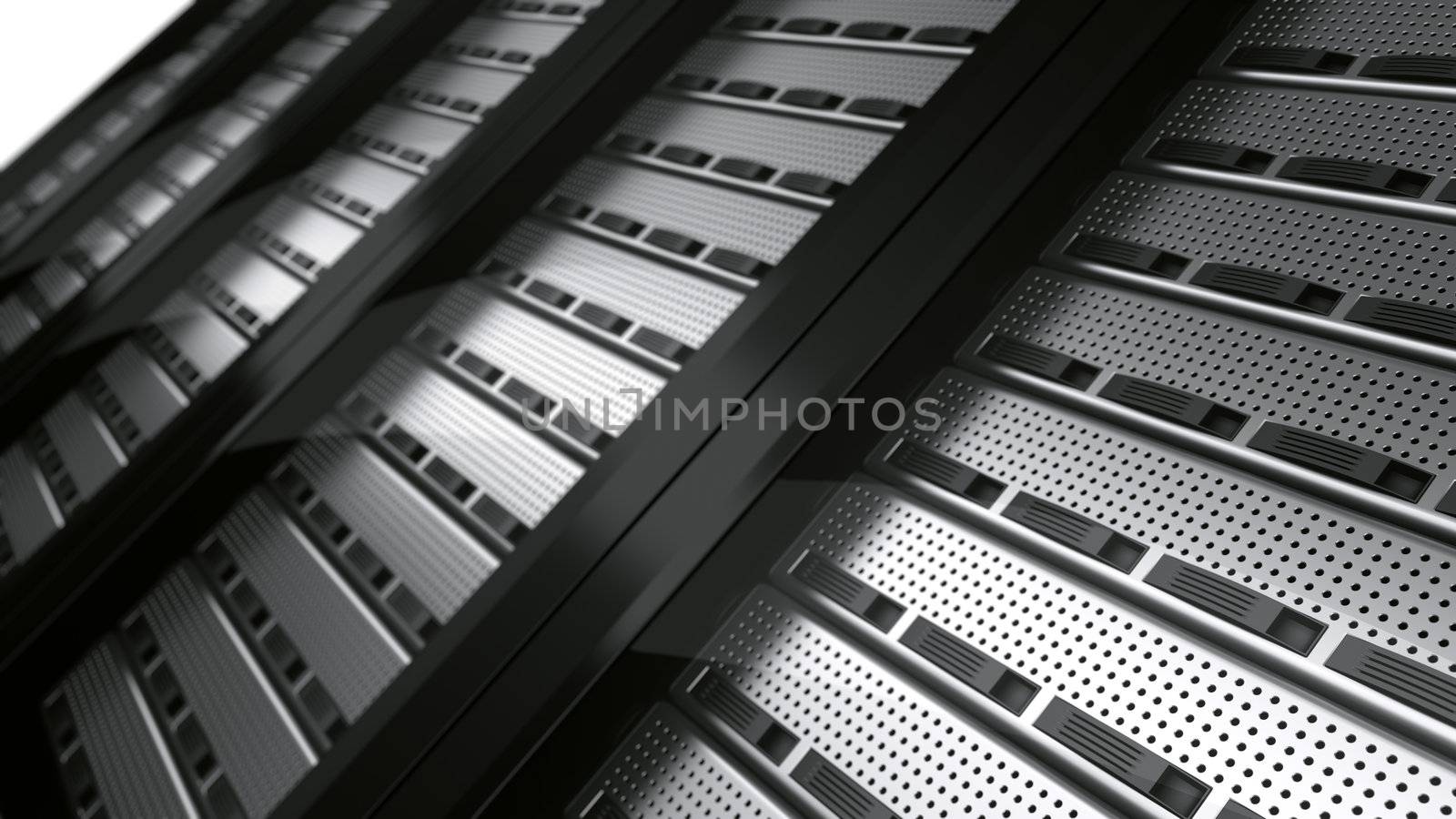 3d rendering of multiple rack servers