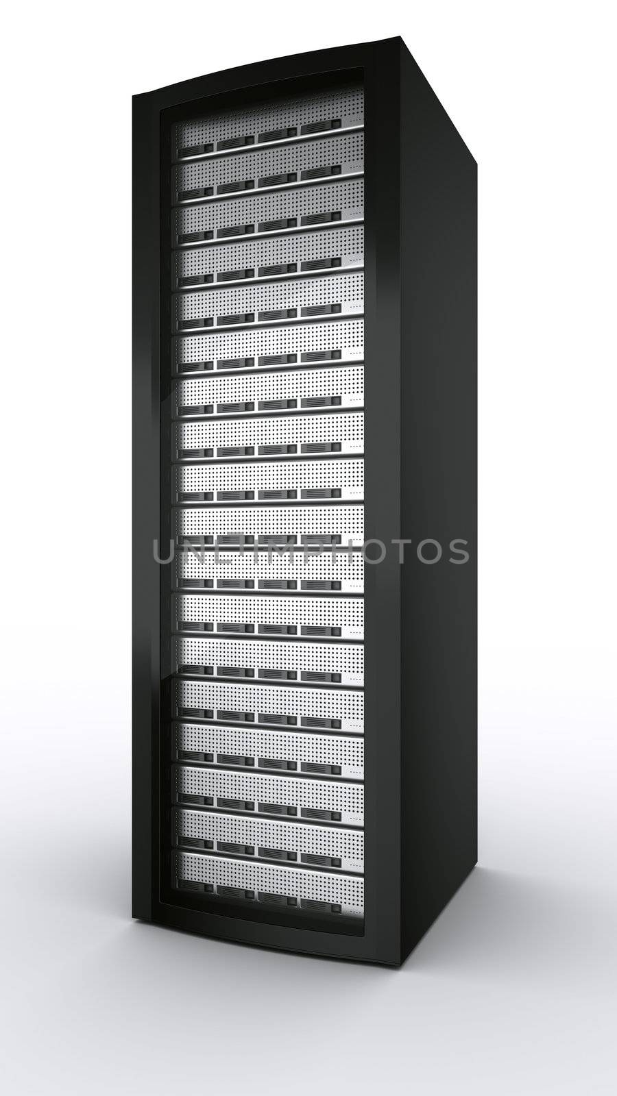 3d rendering a rack server on white background.