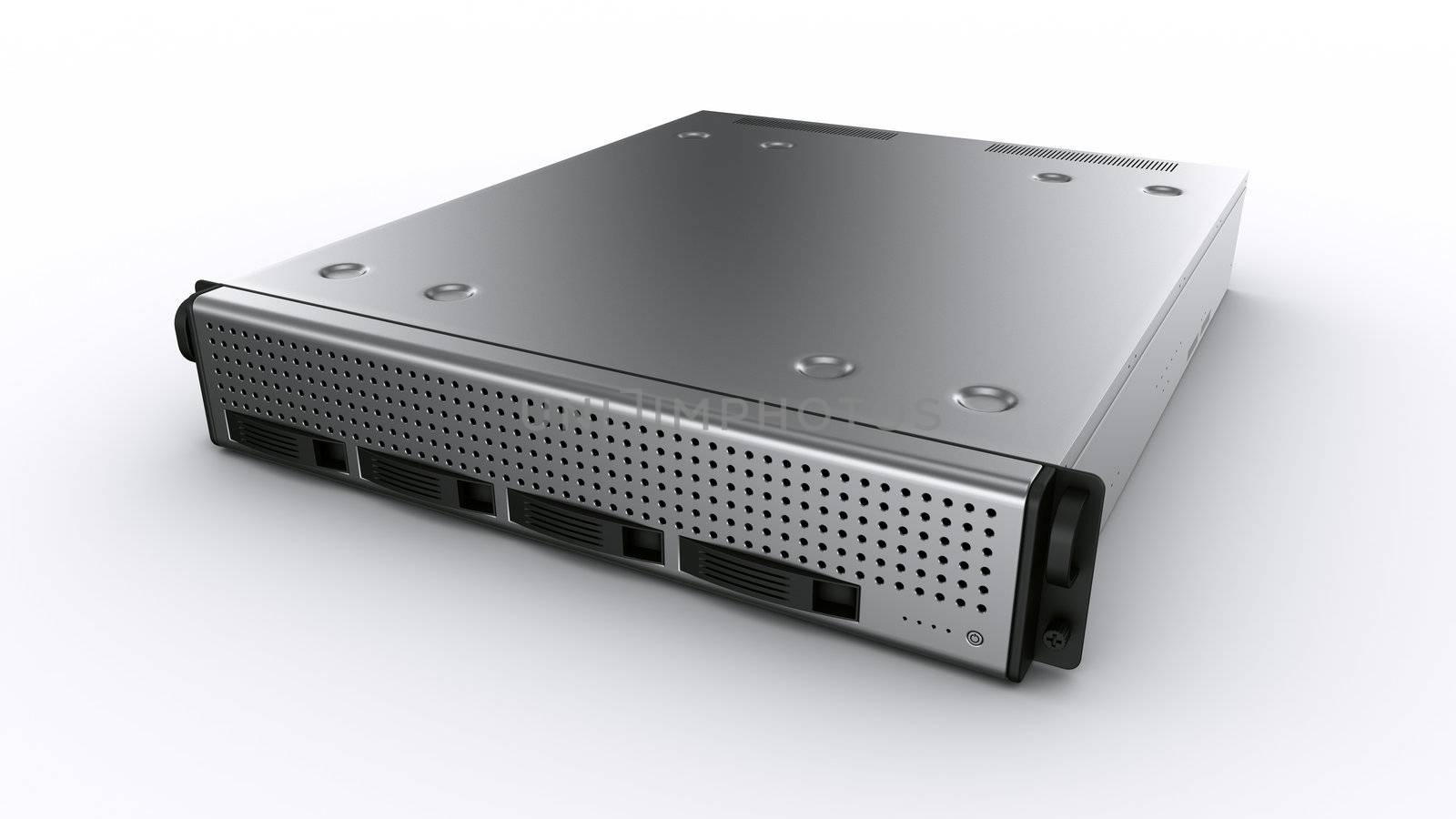3d rendering a rack server on white background.