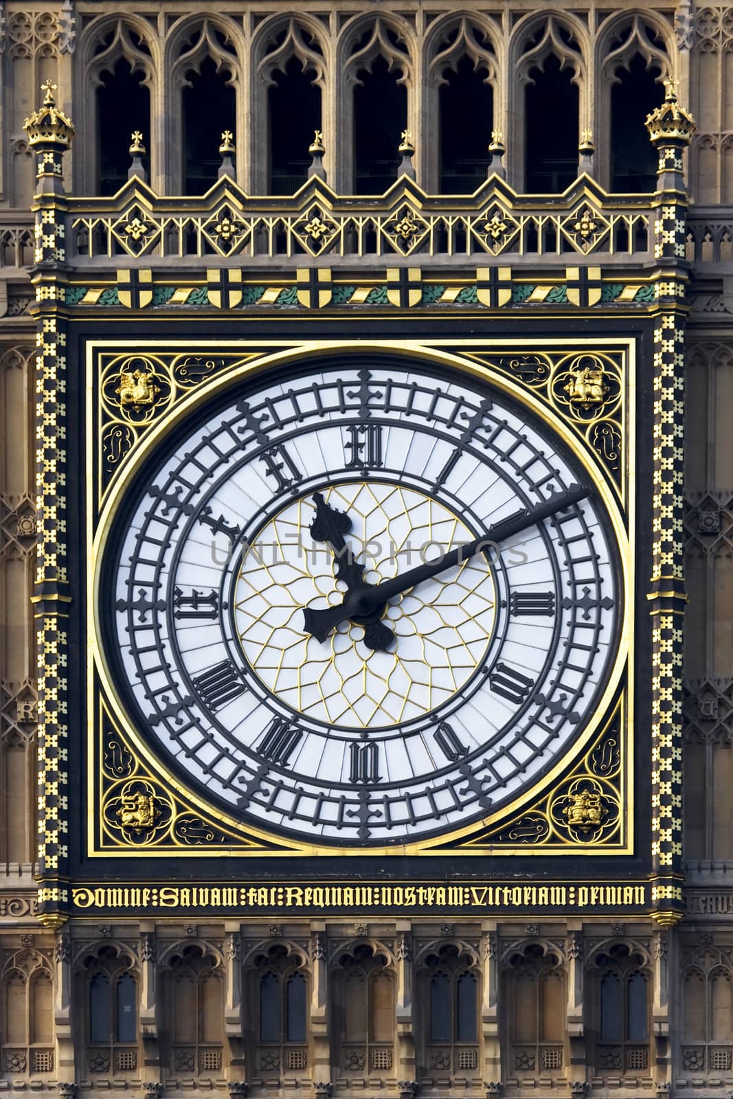 Close up of the face of the clock on Westminster tower (Big Ben)