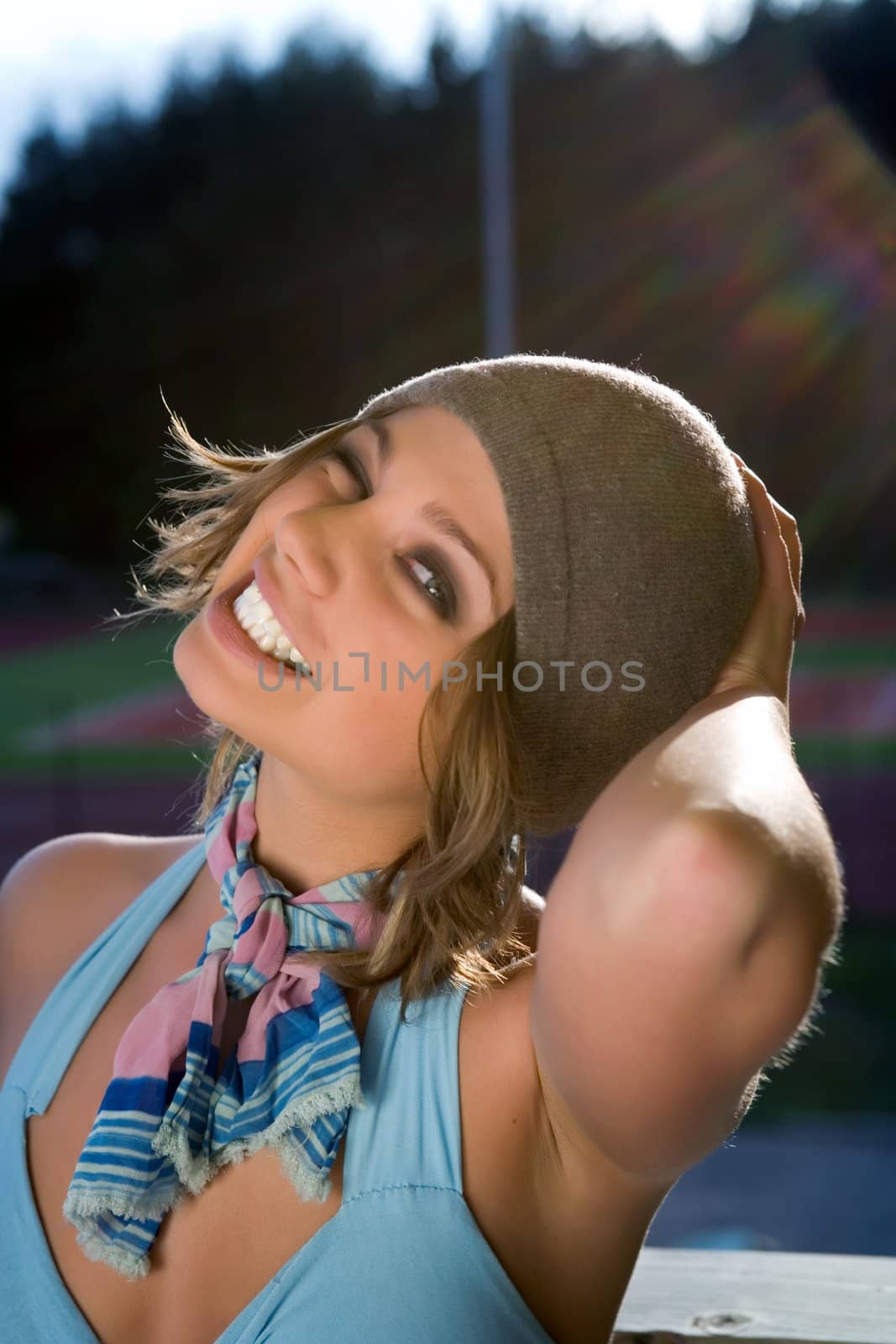 Portrait young girl on sunset