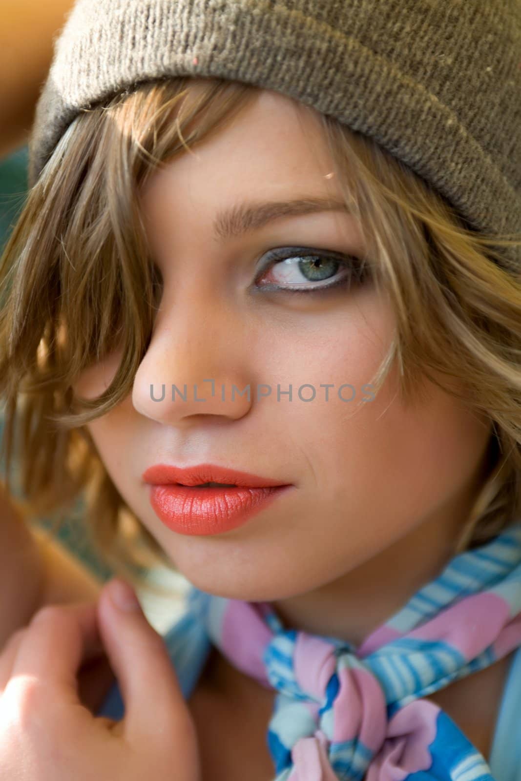 Portrait young girl on sunset