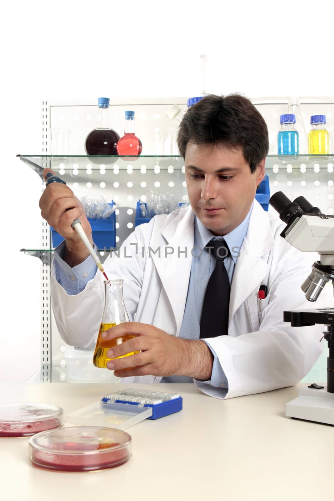 Laboratory scientist, chemist or pharmacist at work in a laboratory.