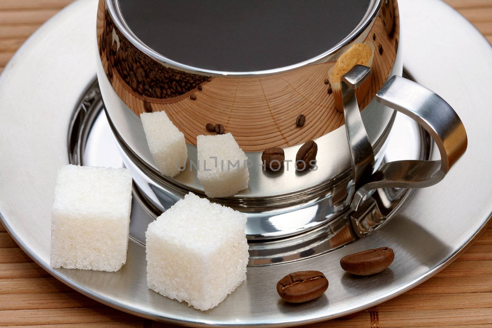 Cup of coffee with lump sugar, coffee series