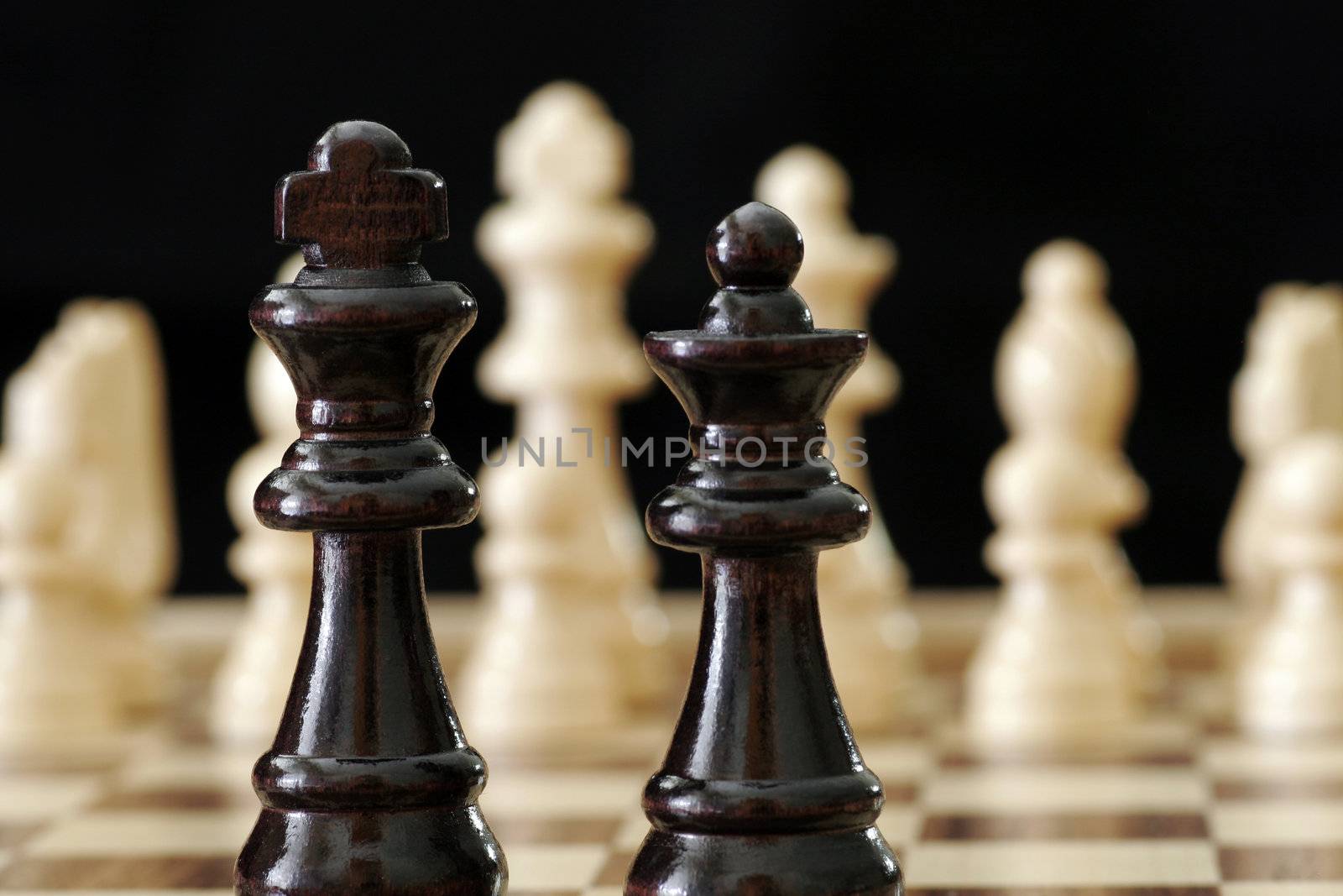 Black King And Queen In Focus, Chess Background