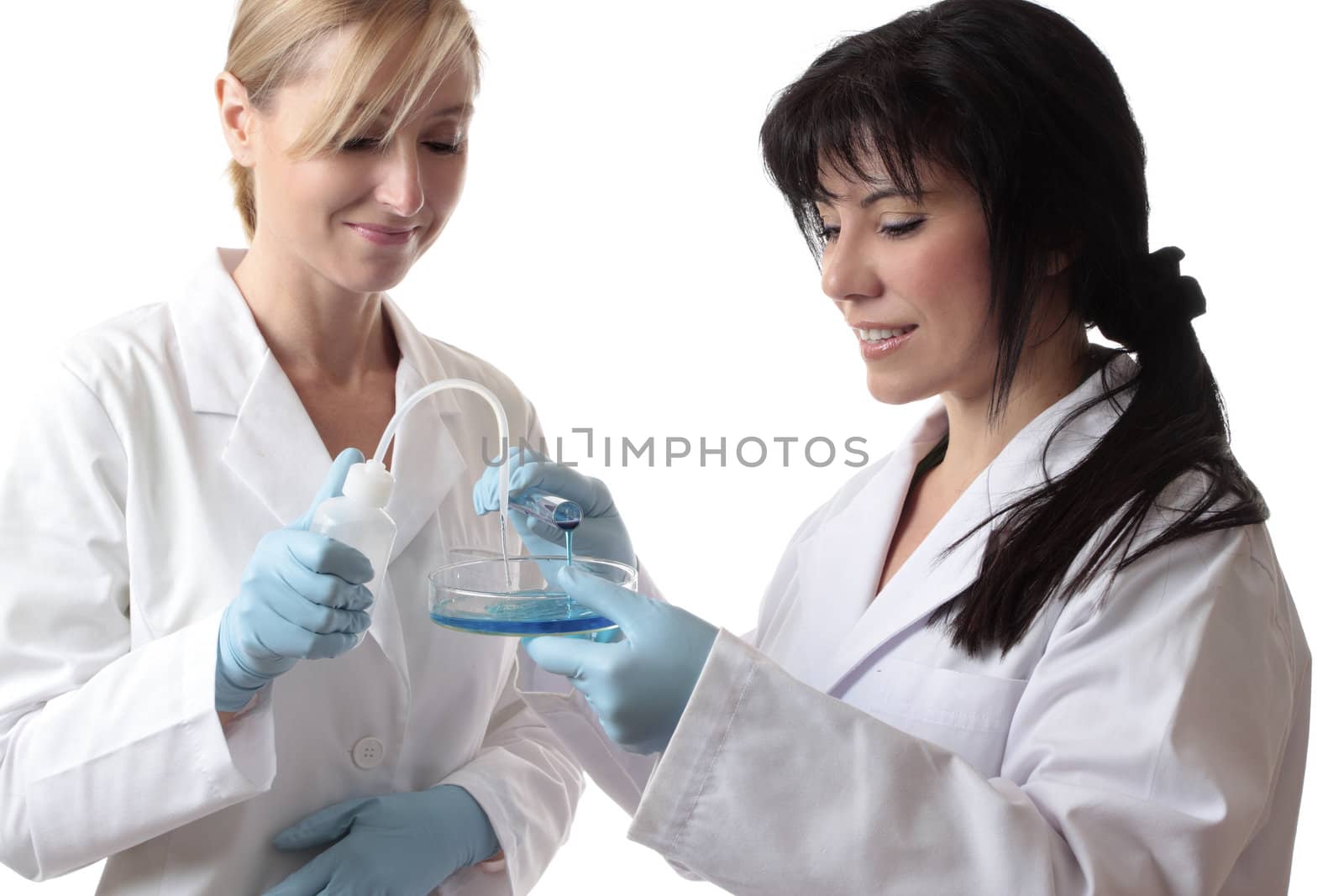 Female scientists at work conducting research