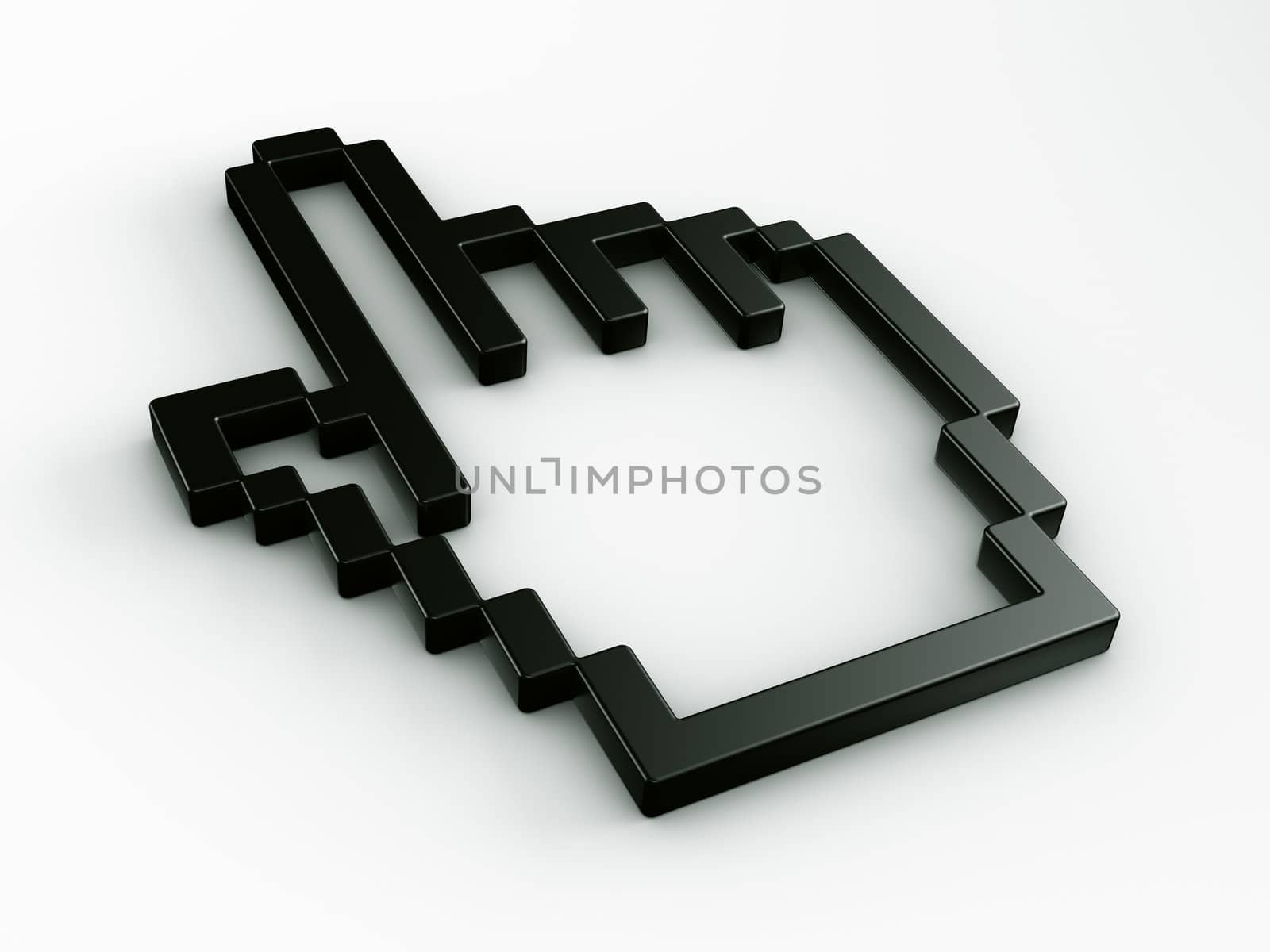 3d rendering of a standard hand cursor