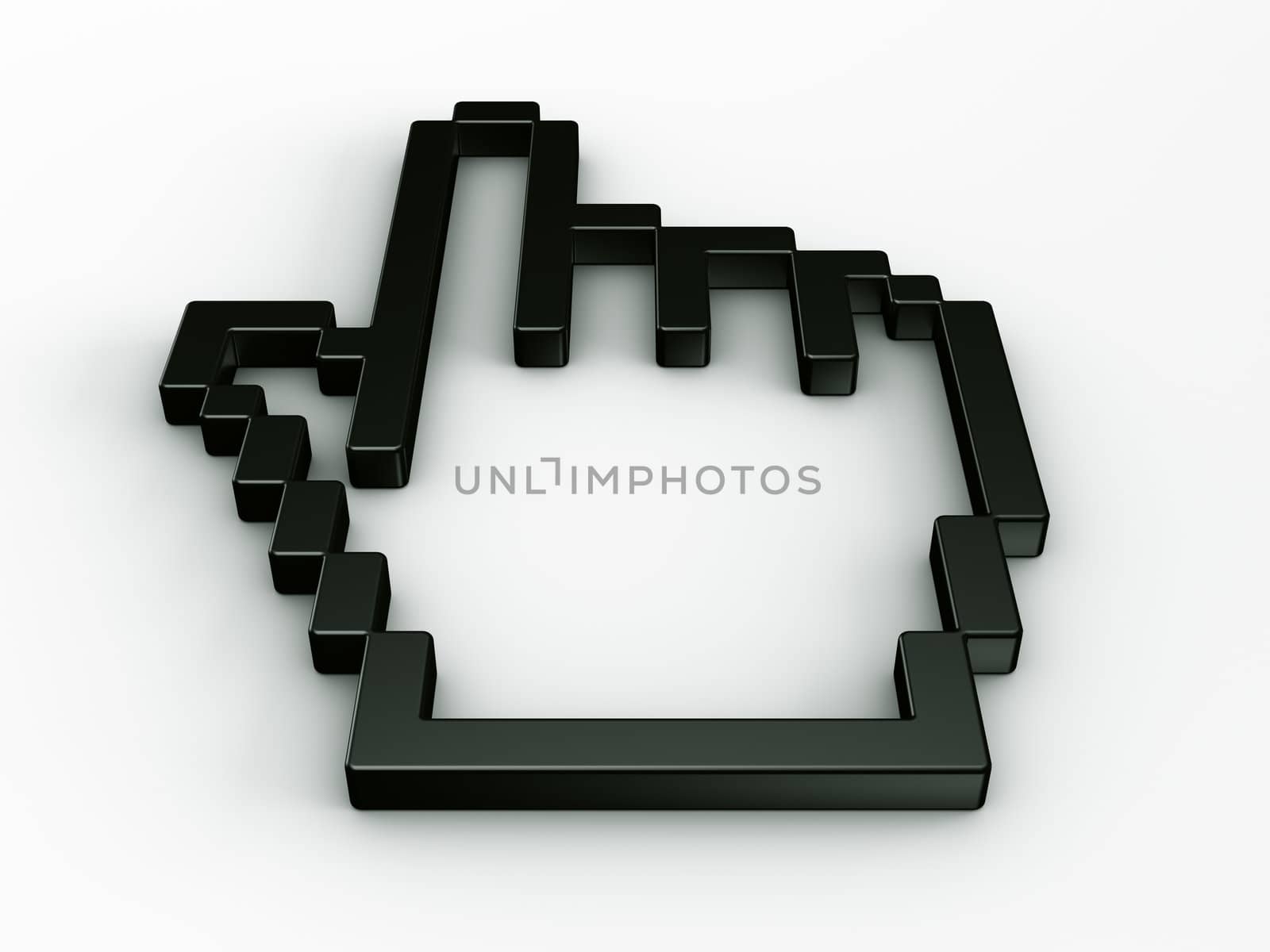 3d rendering of a standard hand cursor