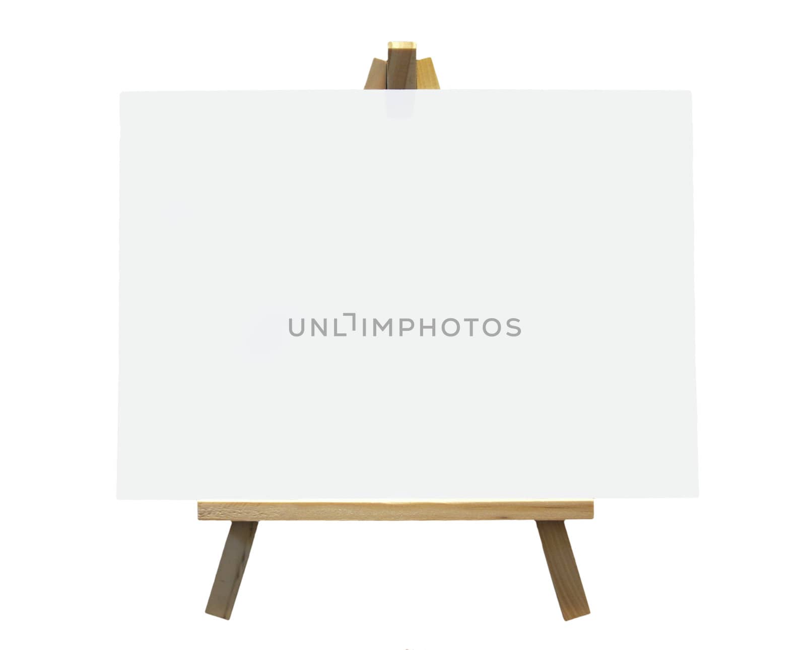 Wood Easel With White Canvas On A White Background, Isolated