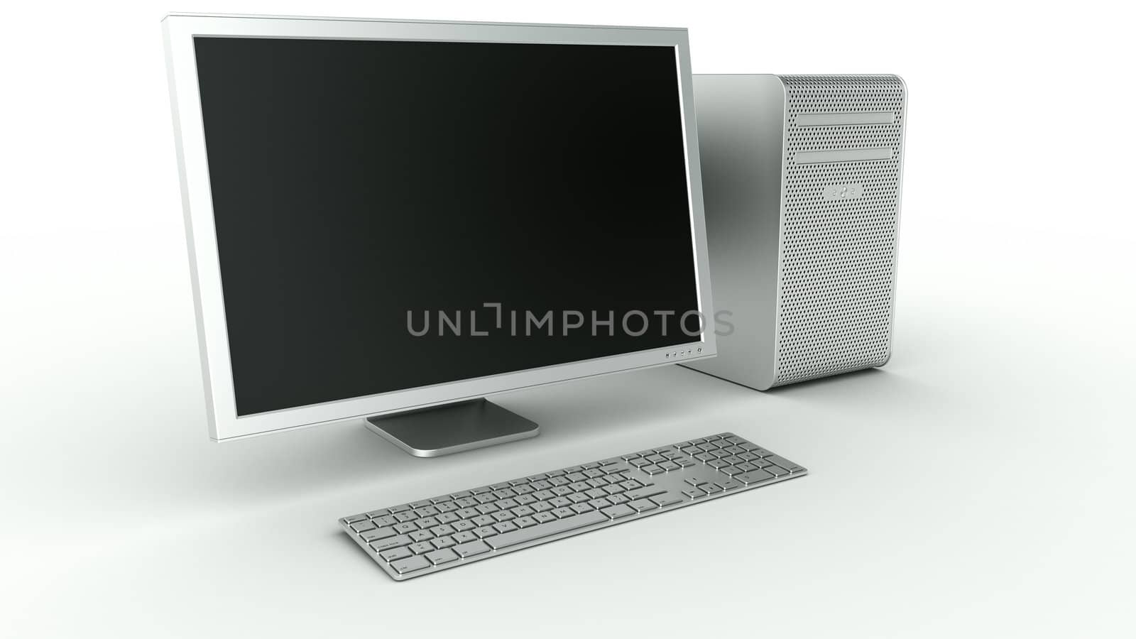 3d rendering of a stylish computer in aluminum

